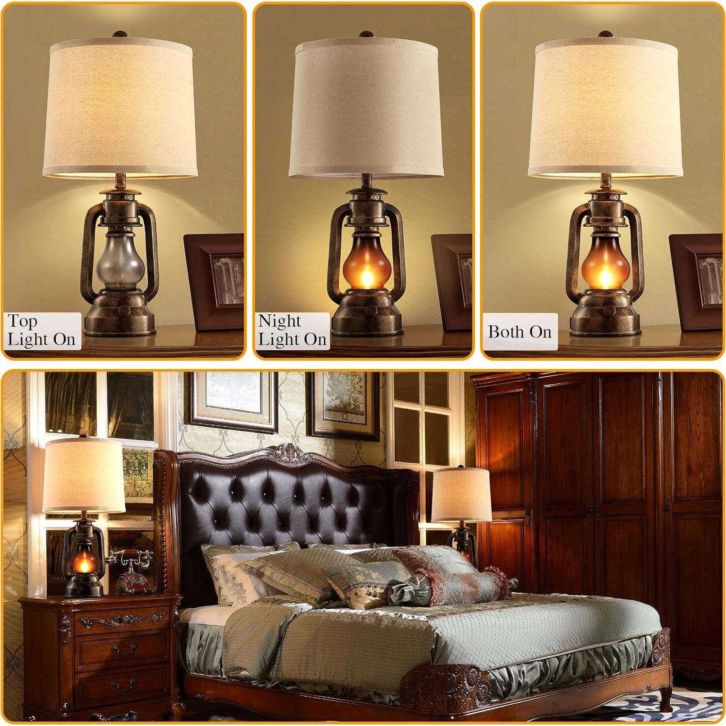 Juego de 2 Lámparas de Mesa RORIANO Vintage con USB 56cm