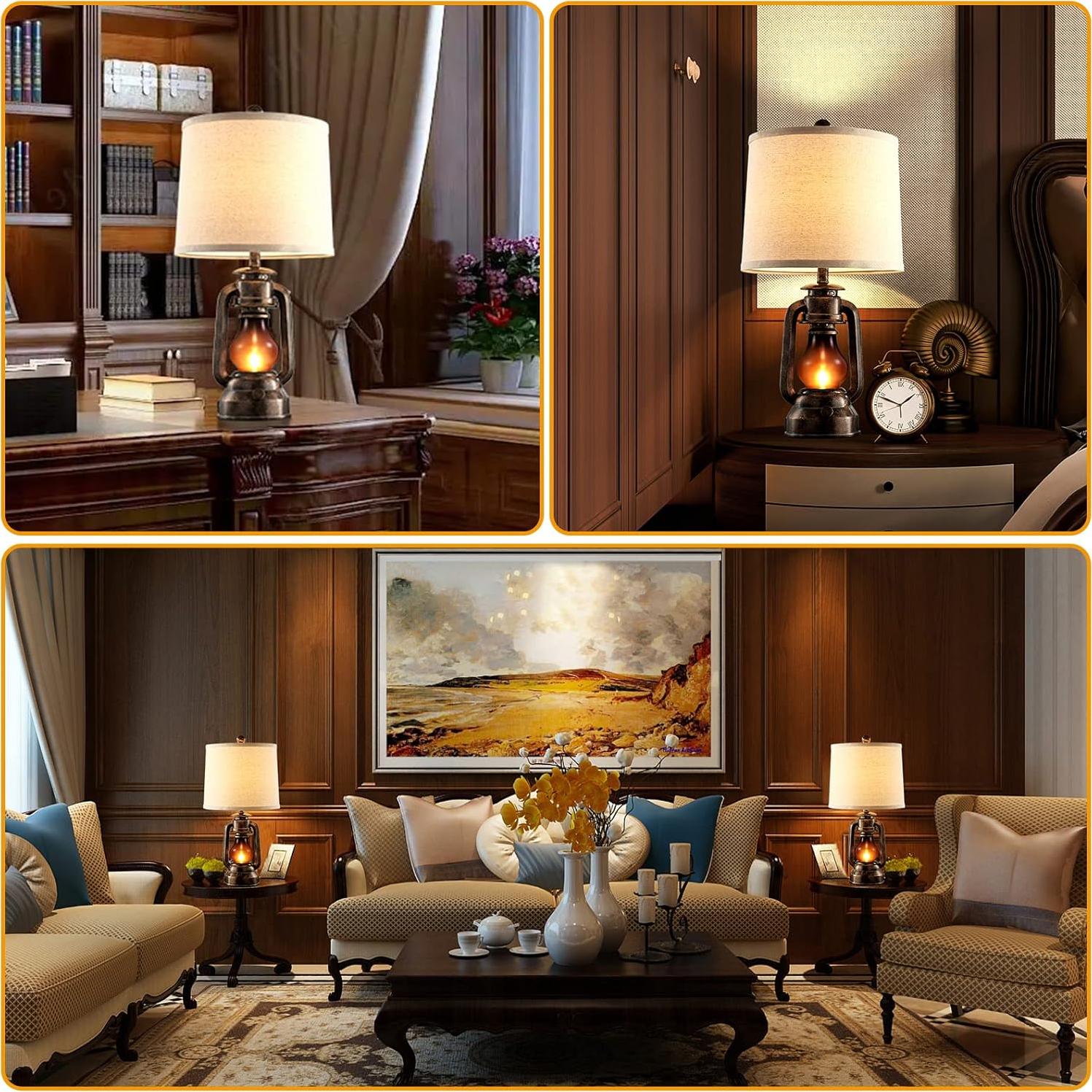 Juego de 2 Lámparas de Mesa RORIANO Vintage con USB 56cm