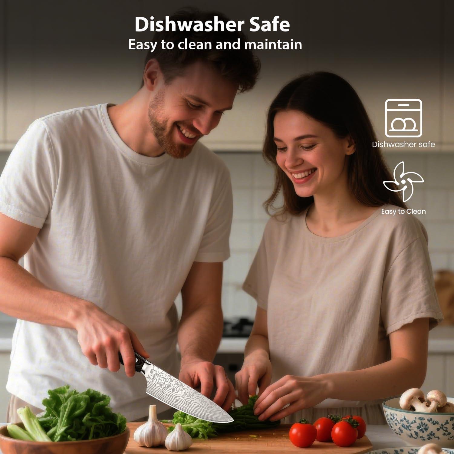 Cuchillo de Chef Meleho 20 cm Acero Inoxidable con Afilador