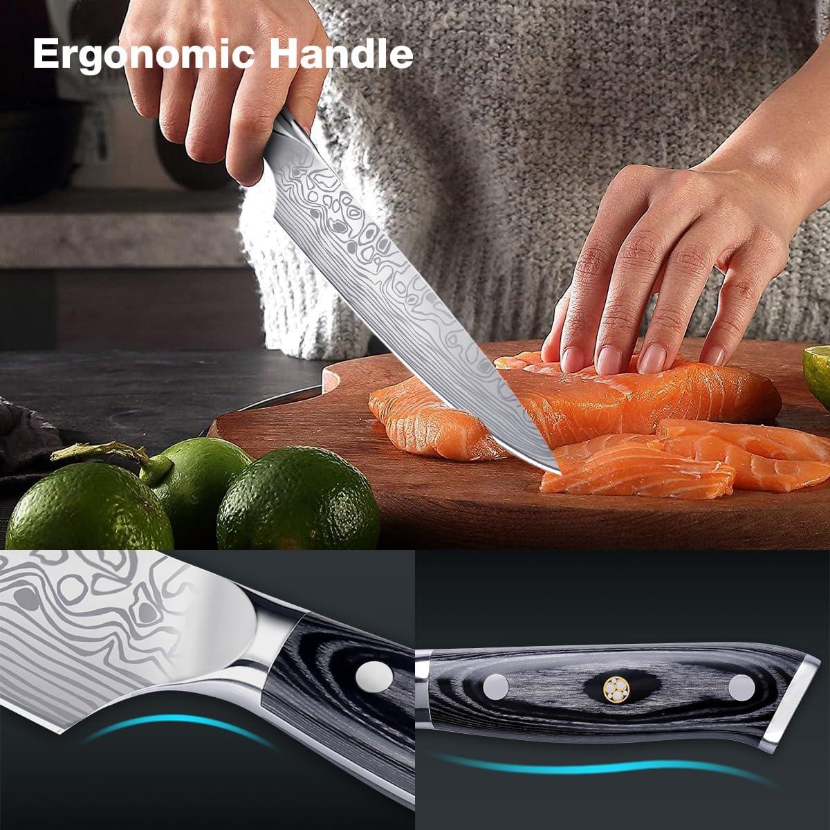 Cuchillo de Chef Meleho 20 cm Acero Inoxidable con Afilador