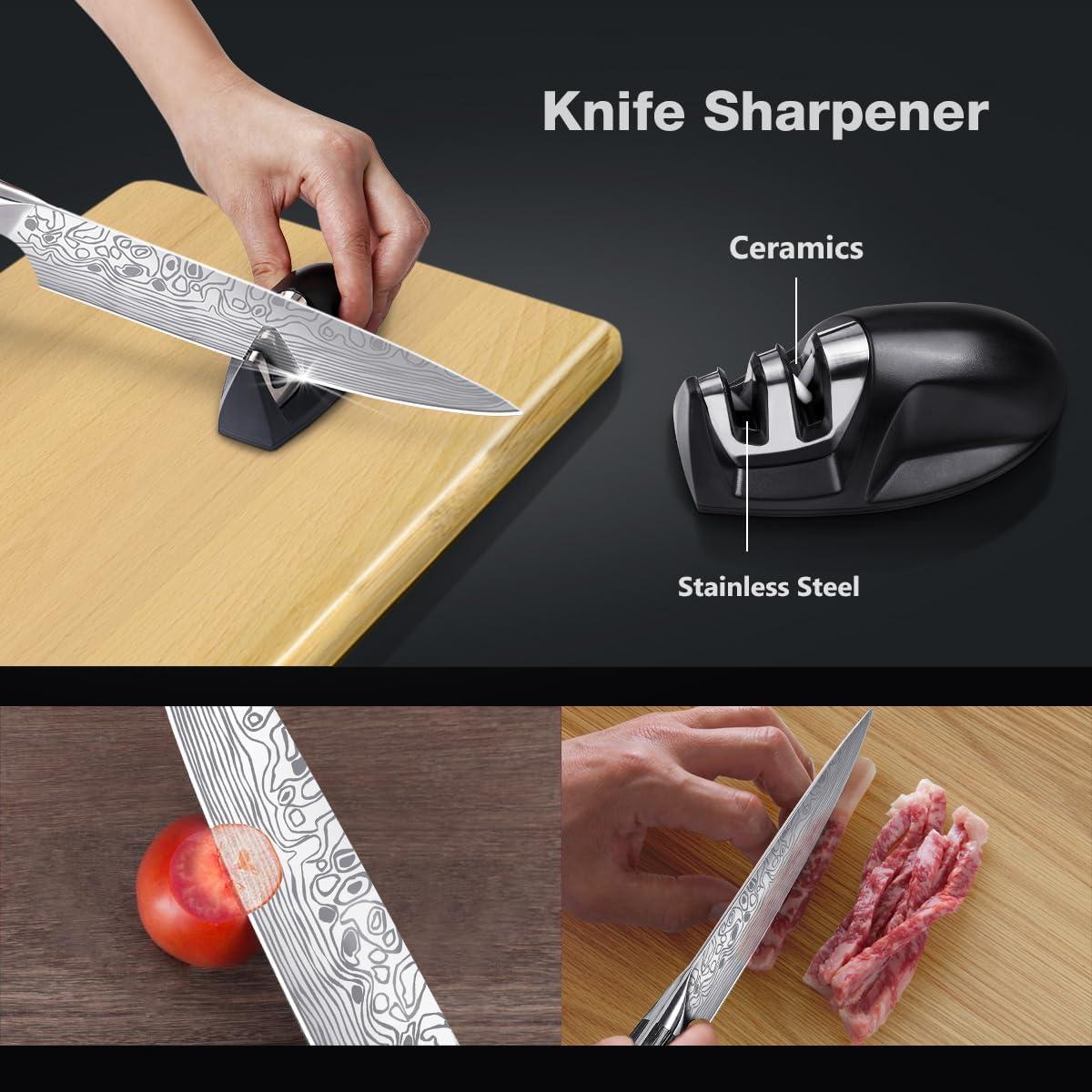 Cuchillo de Chef Meleho 20 cm Acero Inoxidable con Afilador