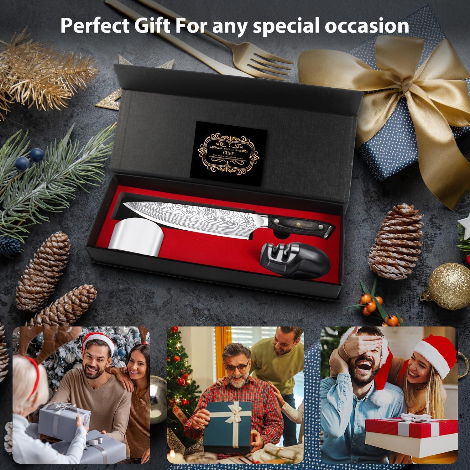 Cuchillo de Chef Meleho 20 cm Acero Inoxidable con Afilador