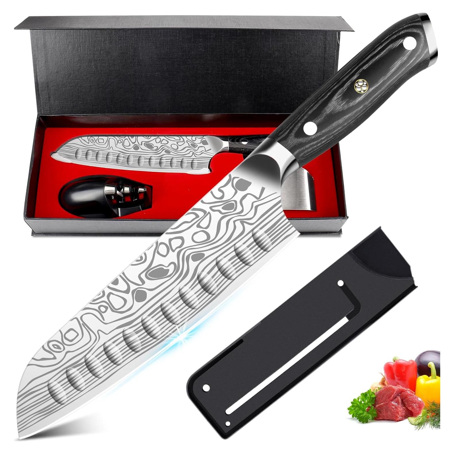 Cuchillo Santoku 17.78 cm Meleho Acero Inoxidable con Afilador