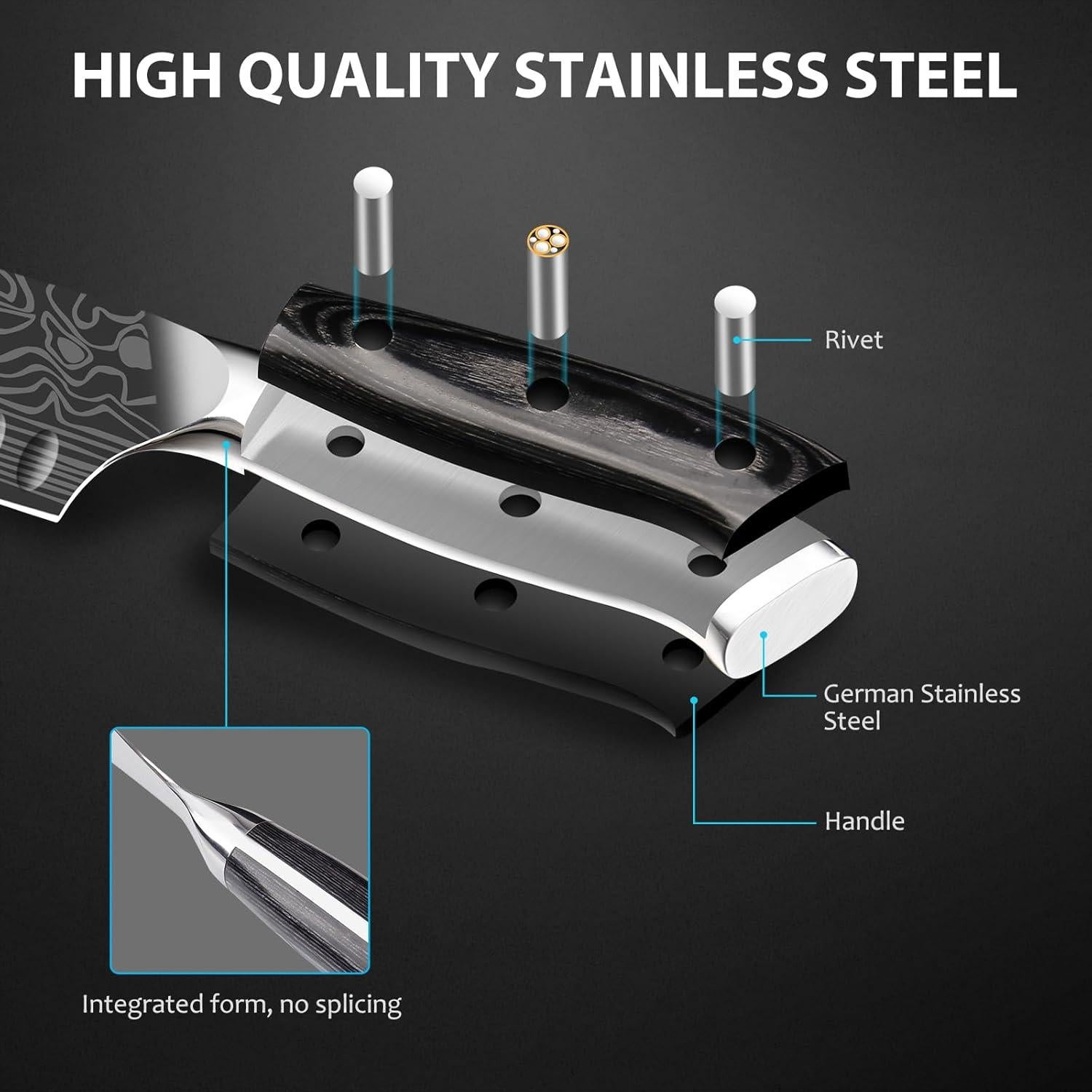 Cuchillo Santoku 17.78 cm Meleho Acero Inoxidable con Afilador