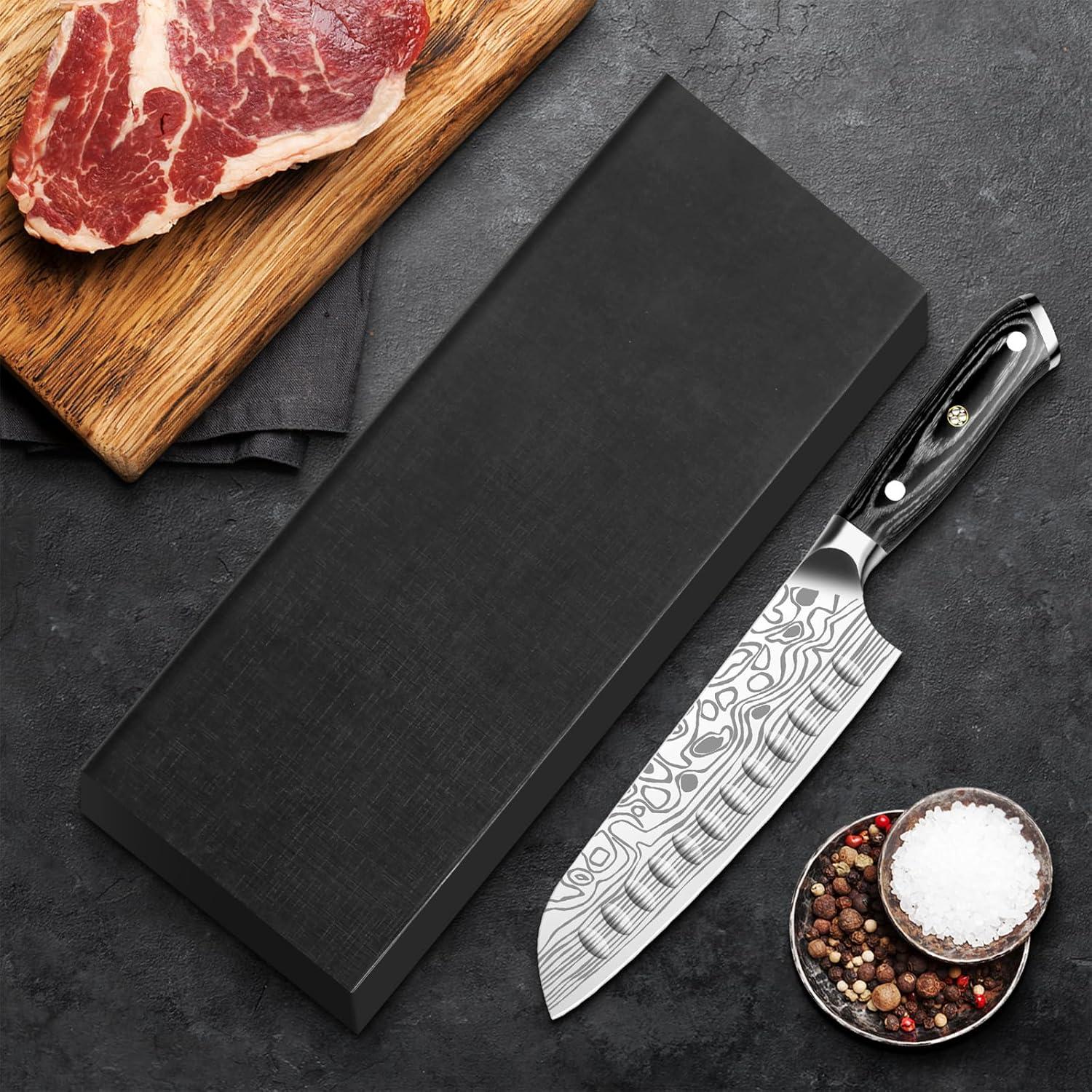 Cuchillo Santoku 17.78 cm Meleho Acero Inoxidable con Afilador