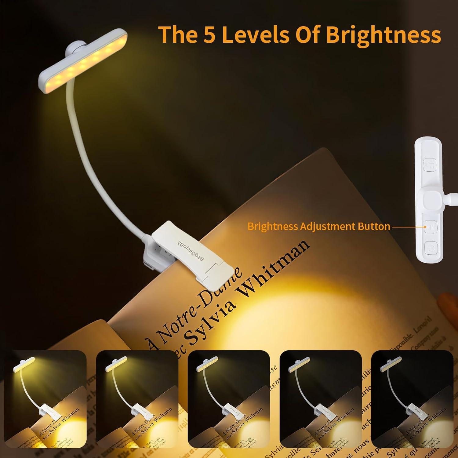 Luz de Libro Recargable Bsdgeclogy 24 LEDs 80 Horas Blanco