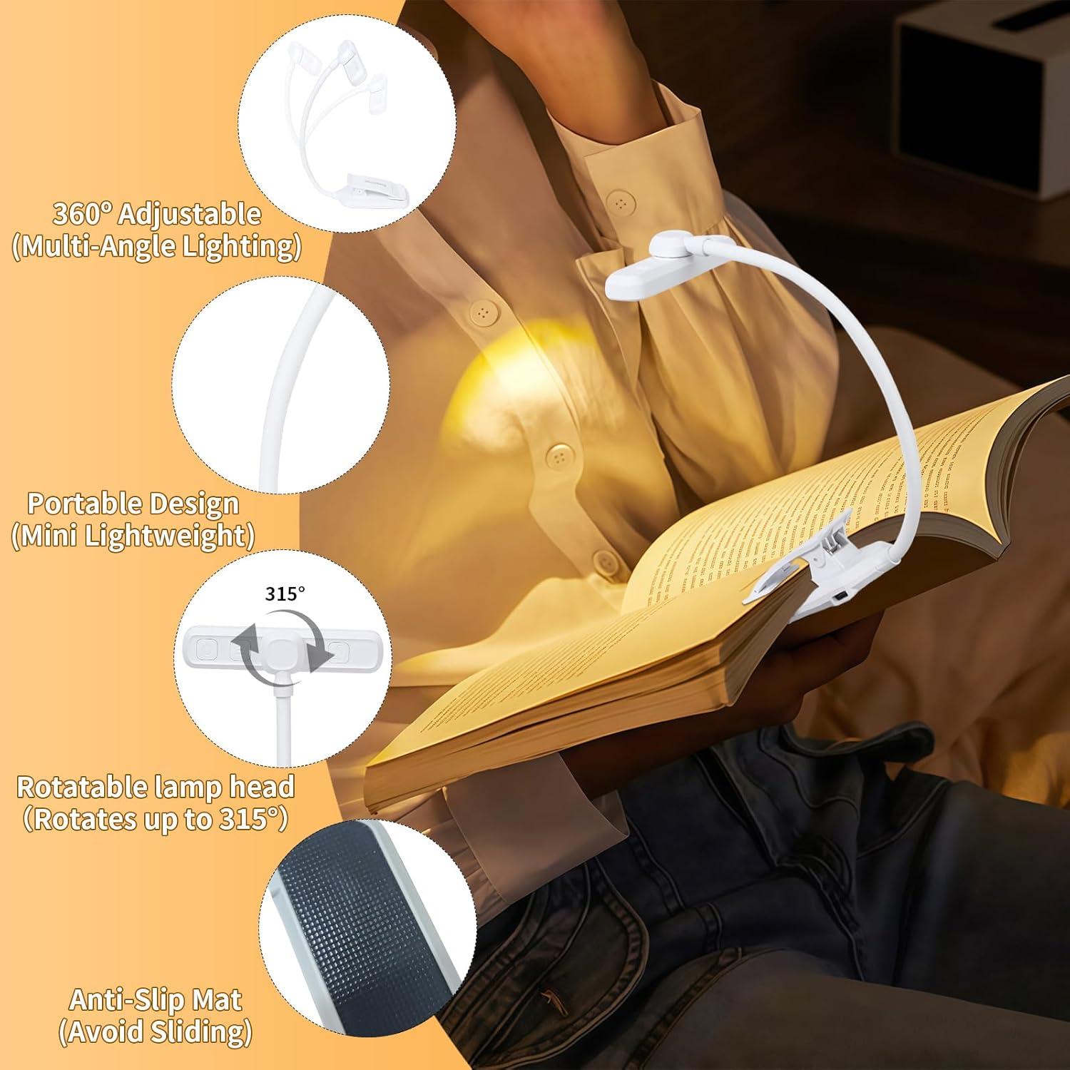 Luz de Libro Recargable Bsdgeclogy 24 LEDs 80 Horas Blanco