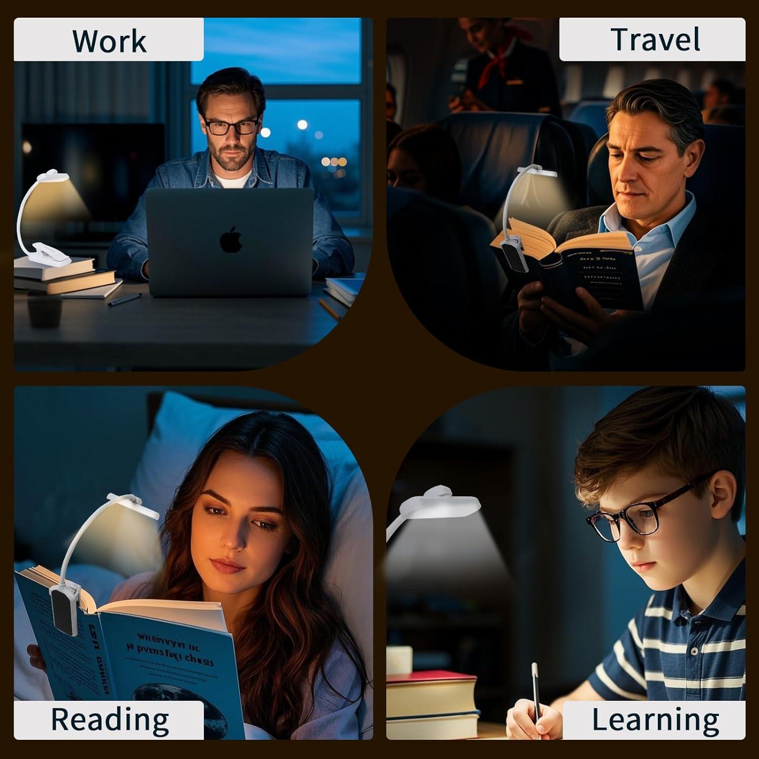 Luz de Libro Recargable Bsdgeclogy 24 LEDs 80 Horas Blanco