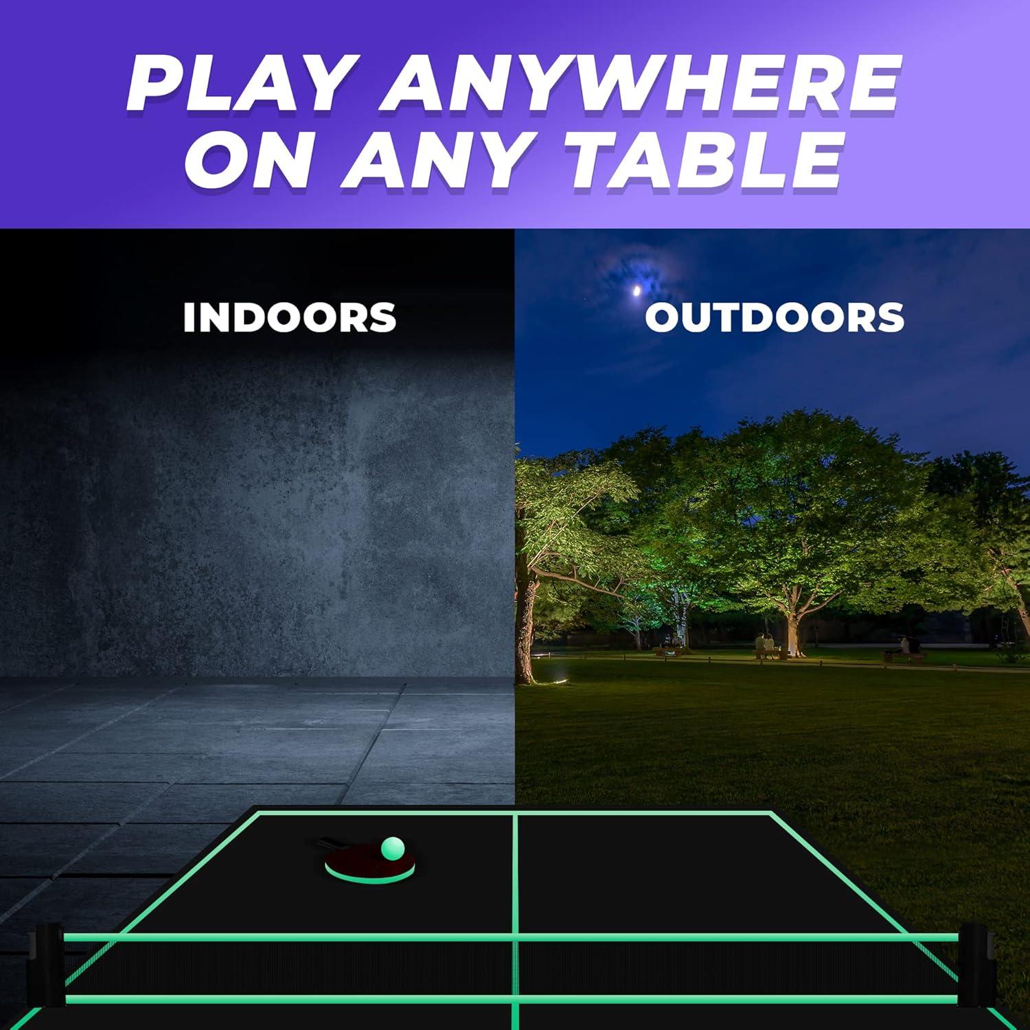 Juego de Ping Pong Neón Neonic con Luz UV y Red Universal