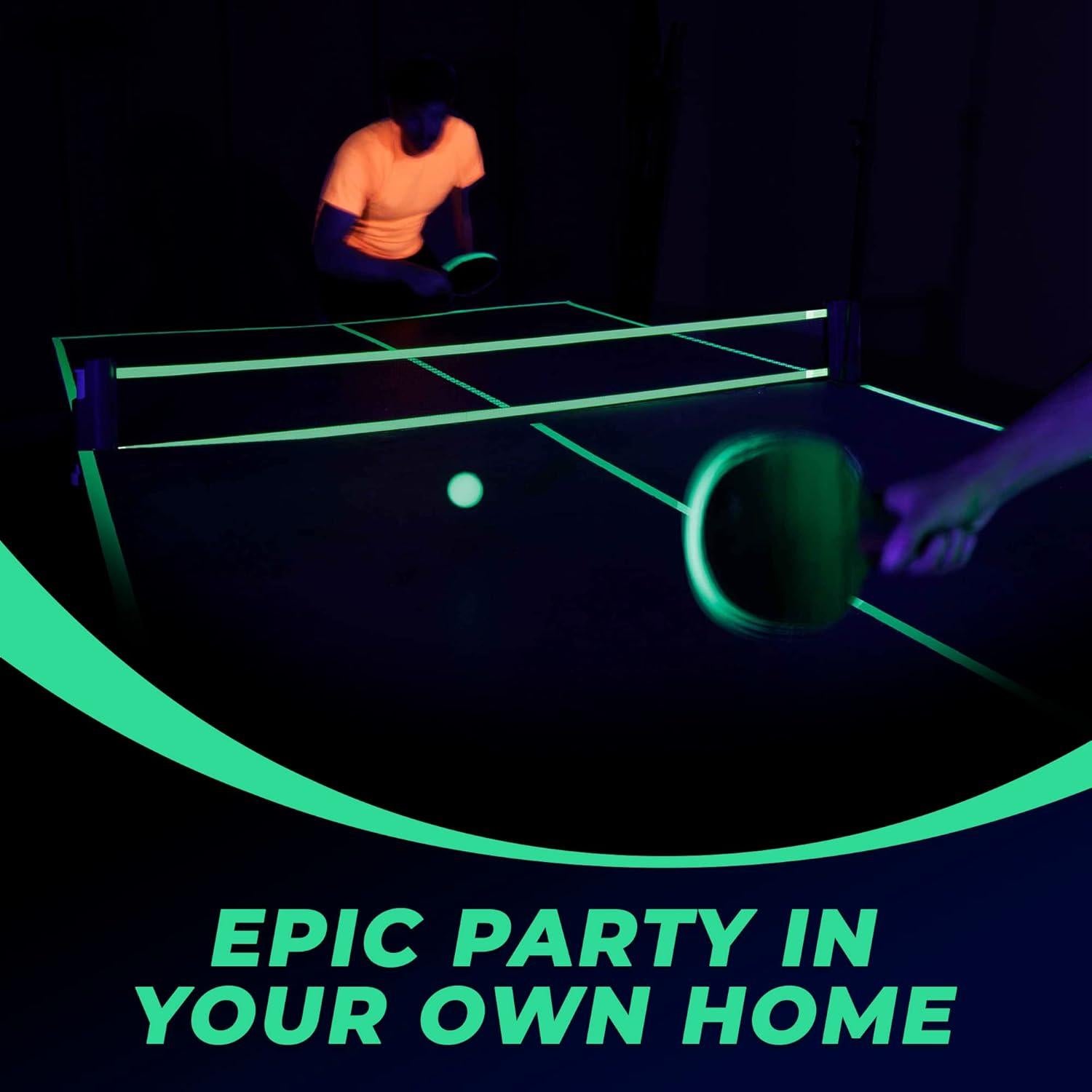 Juego de Ping Pong Neón Neonic con Luz UV y Red Universal