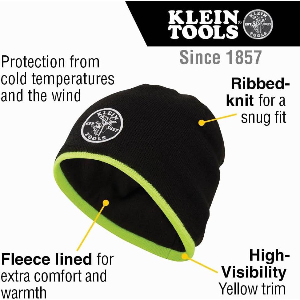 Gorro de Punto Klein Tools 60391 Térmico Negro Alta Visibilidad