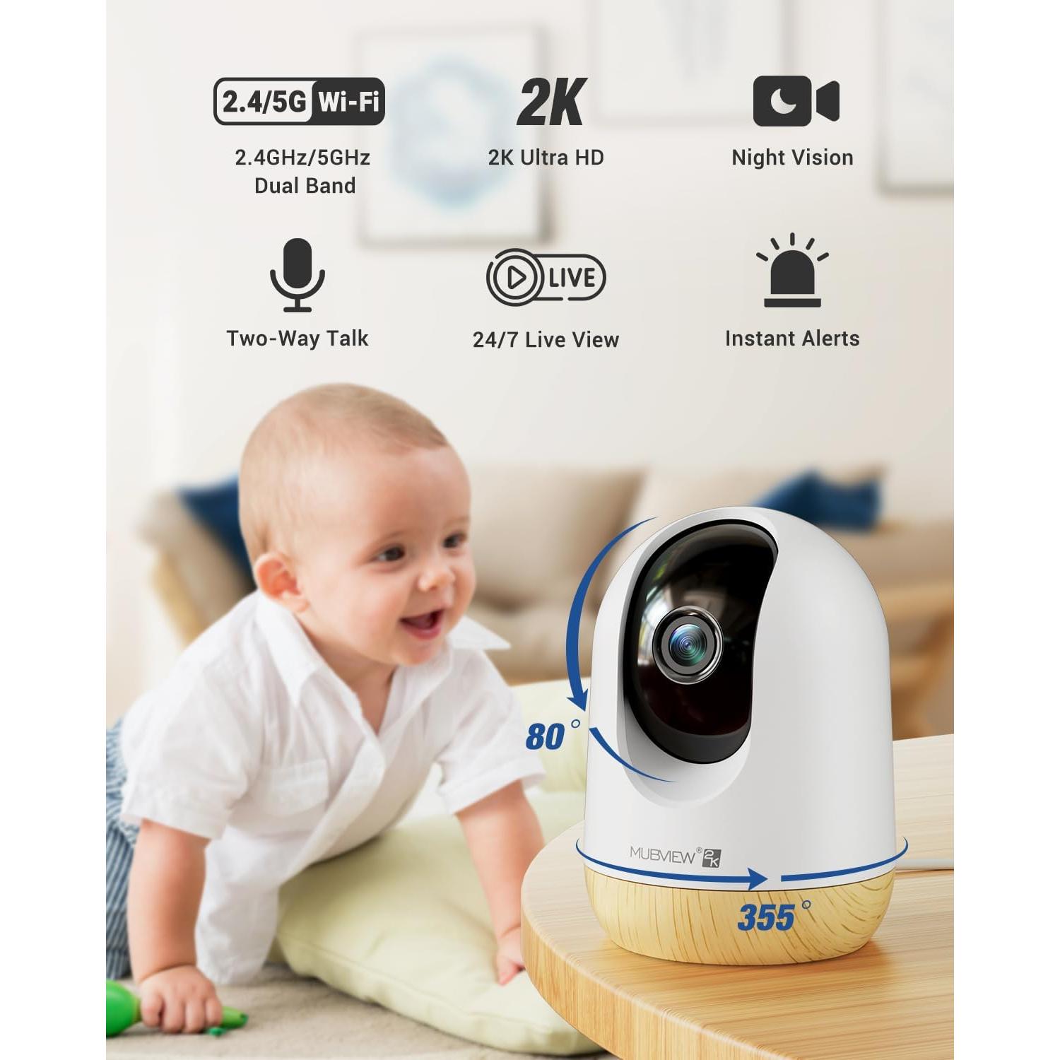 Cámara de Seguridad Interior MUBVIEW 2K WiFi 5G Pan-Tilt