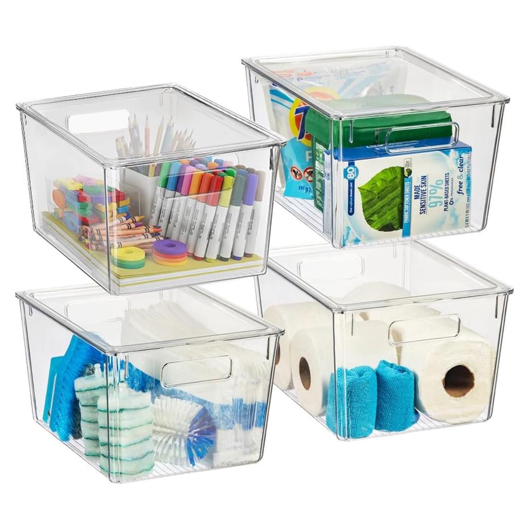 Bins de Almacenamiento ClearSpace 4 Paquete con Tapas 31.75x24.13x17.78 cm