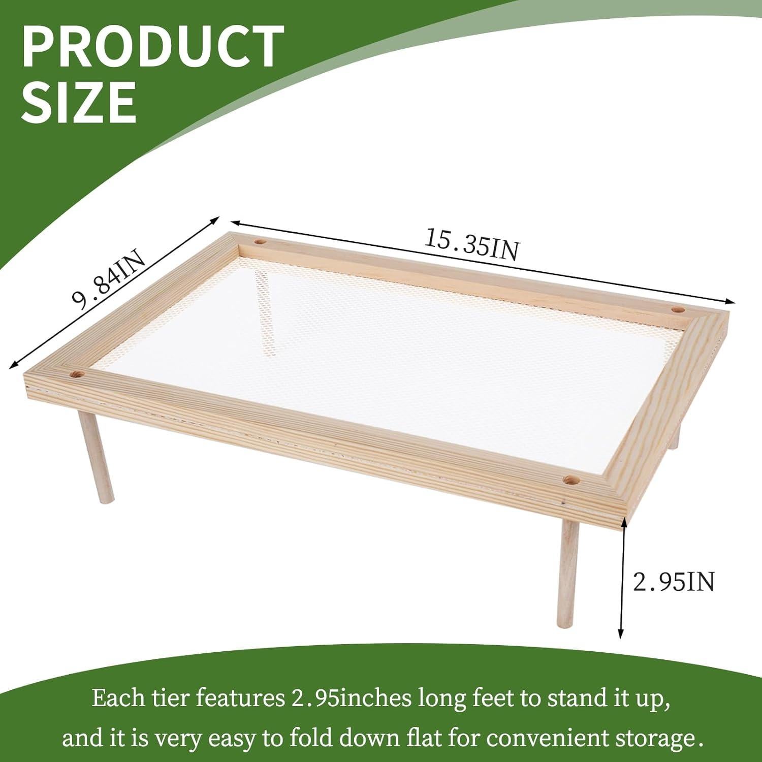 Estante para Secar Hierbas YiePhiot de Madera 2 Capas 39cm