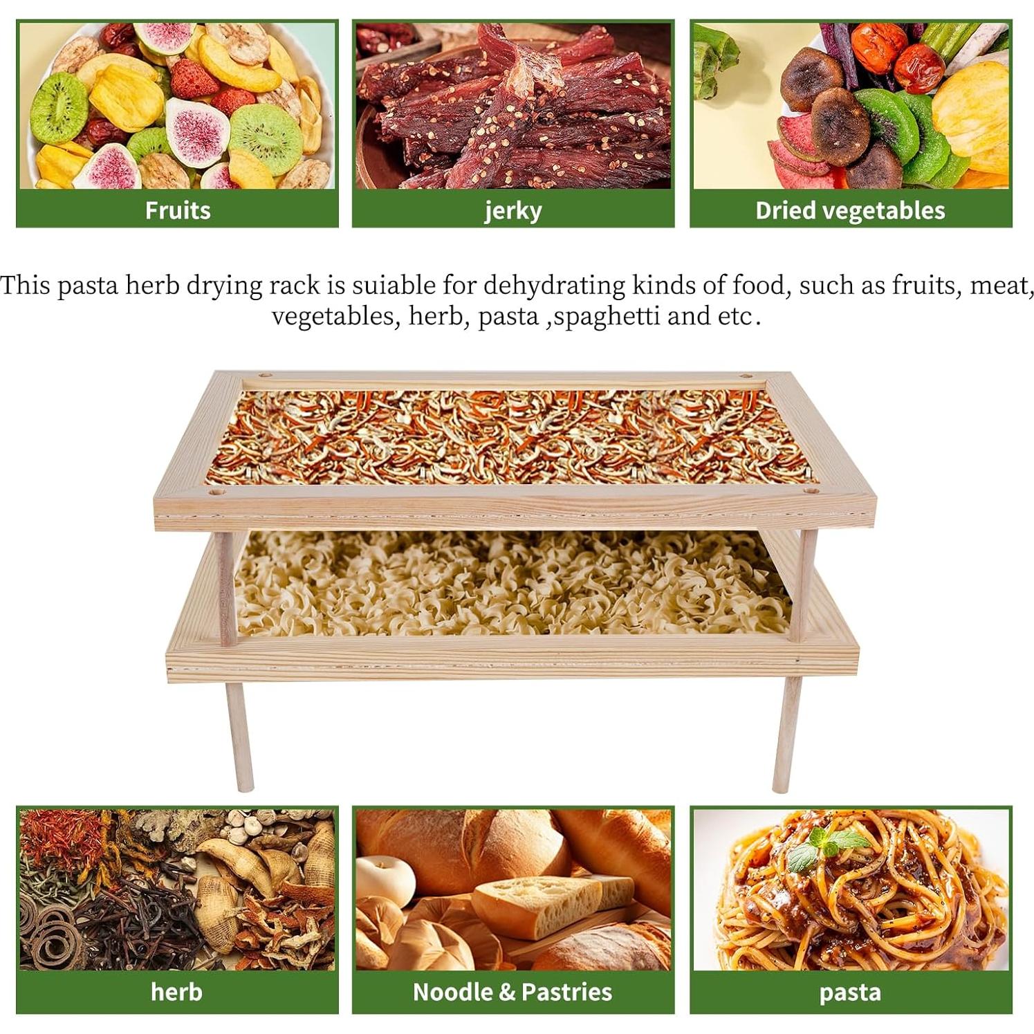 Estante para Secar Hierbas YiePhiot de Madera 2 Capas 39cm