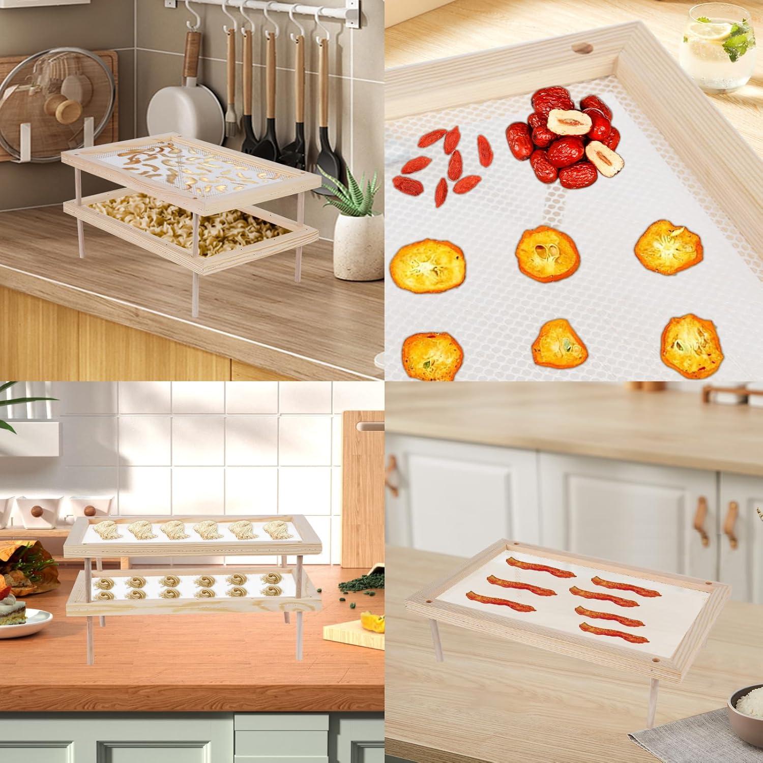 Estante para Secar Hierbas YiePhiot de Madera 2 Capas 39cm