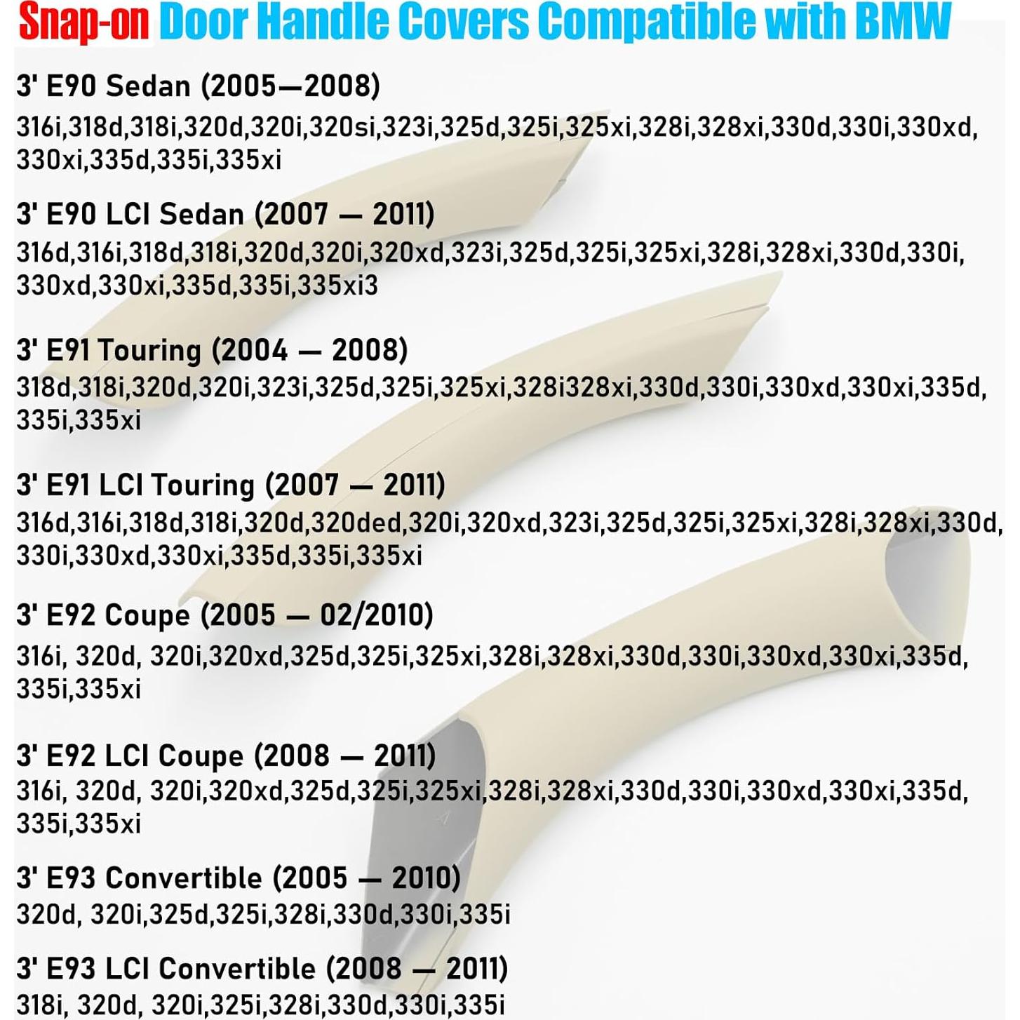Cubiertas de Manijas de Puerta Jaronx para BMW E90 E91 6PCS Beige