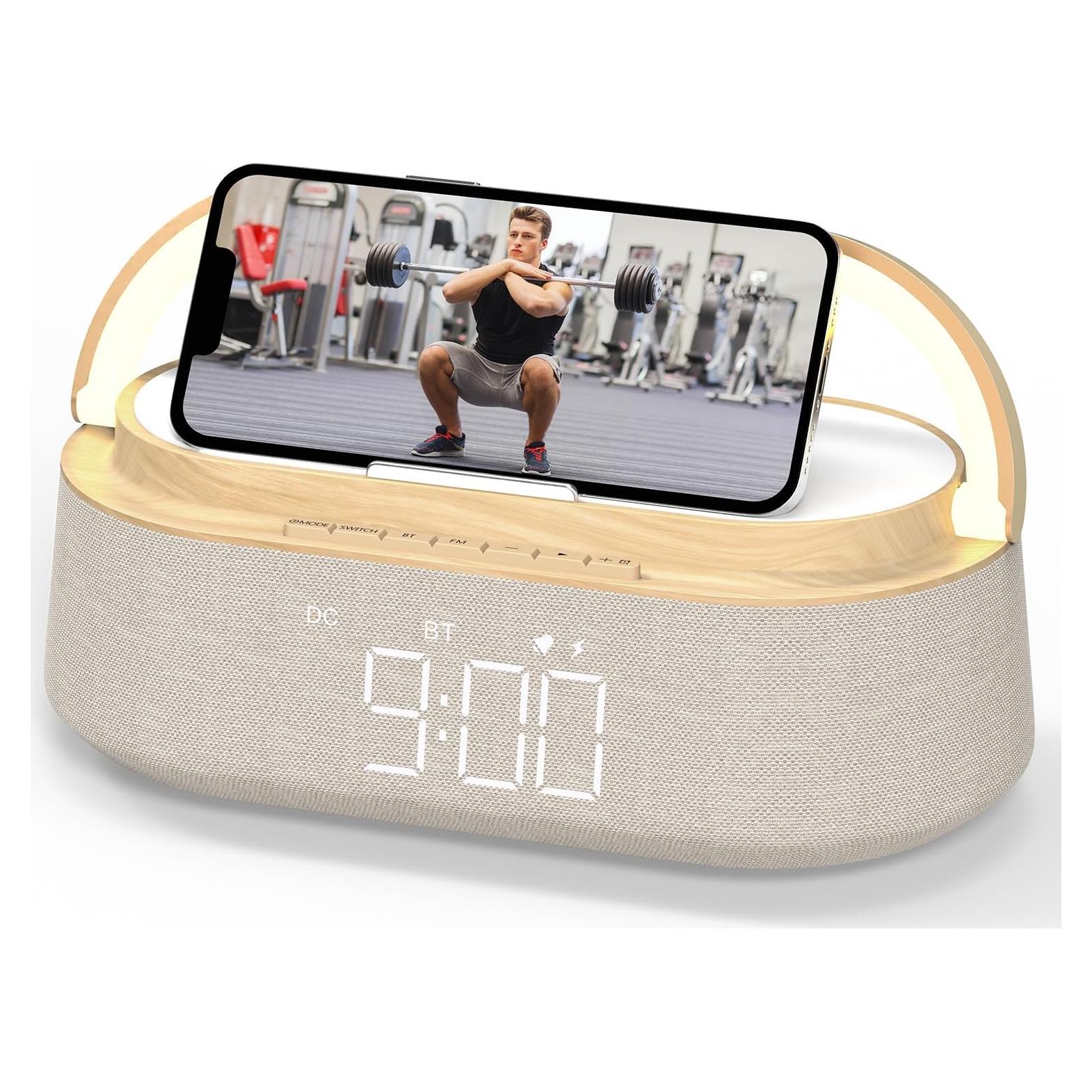 Reloj Despertador FREEFISH con Altavoz Bluetooth y Carga Inalámbrica