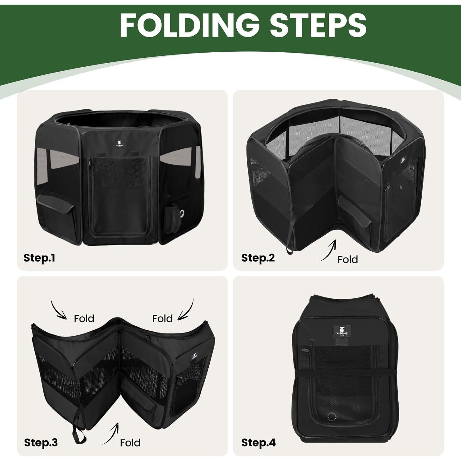 Parque de Juegos para Perros X-ZONE PET Plegable XL Negro