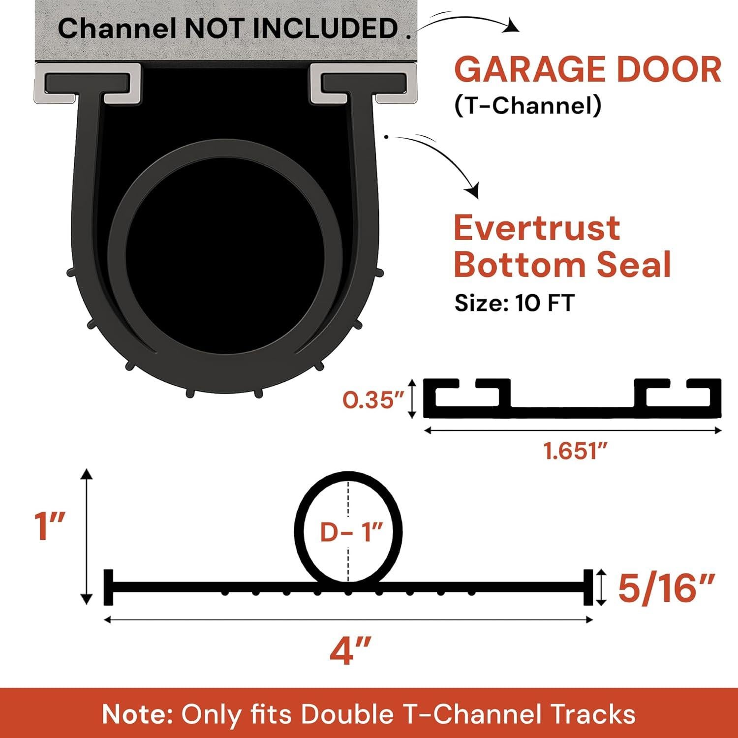 Sello Inferior de Puerta de Garaje EverTrust 10 pies Goma EPDM