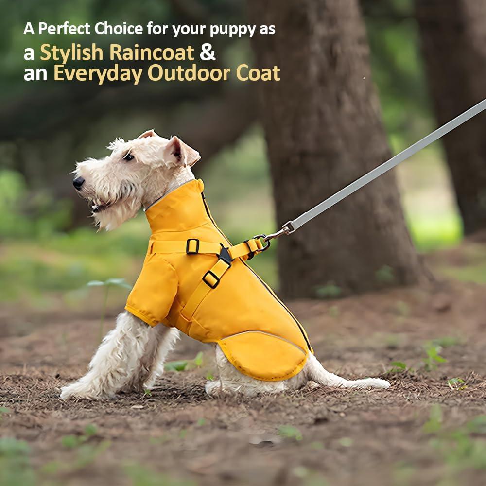 Impermeable para perros Lowealuk Mediano Amarillo con Arnés