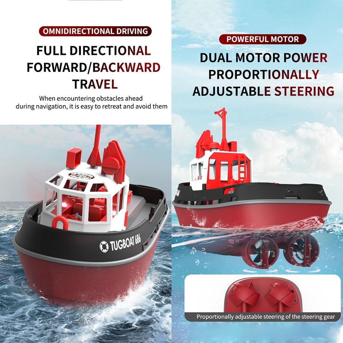 Barco Remolcador RC Weendiypty TX686 15 km/h Negro y Rojo