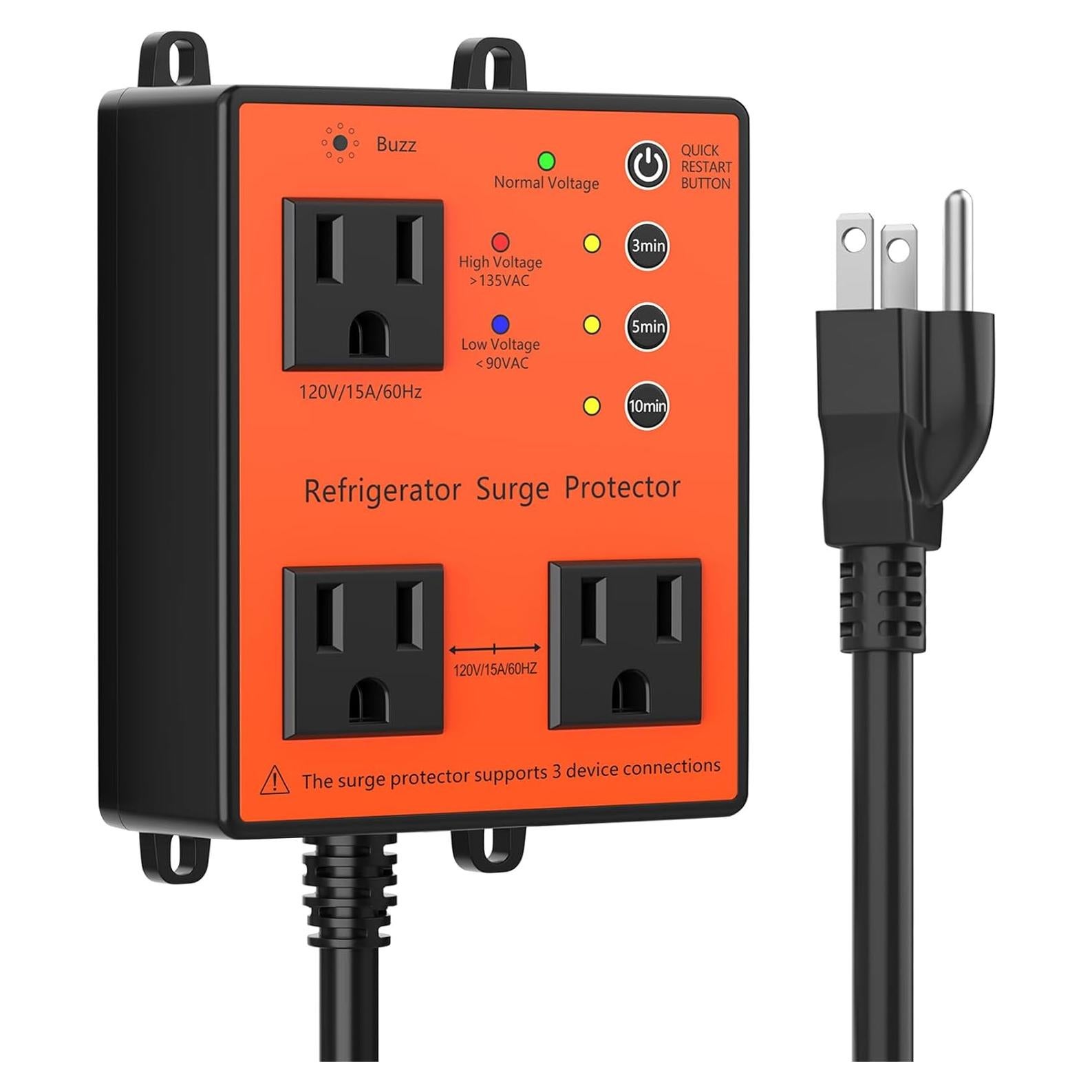 Protector de Sobretensión HAOYIKONG 3 Salidas 120V LED Alarma