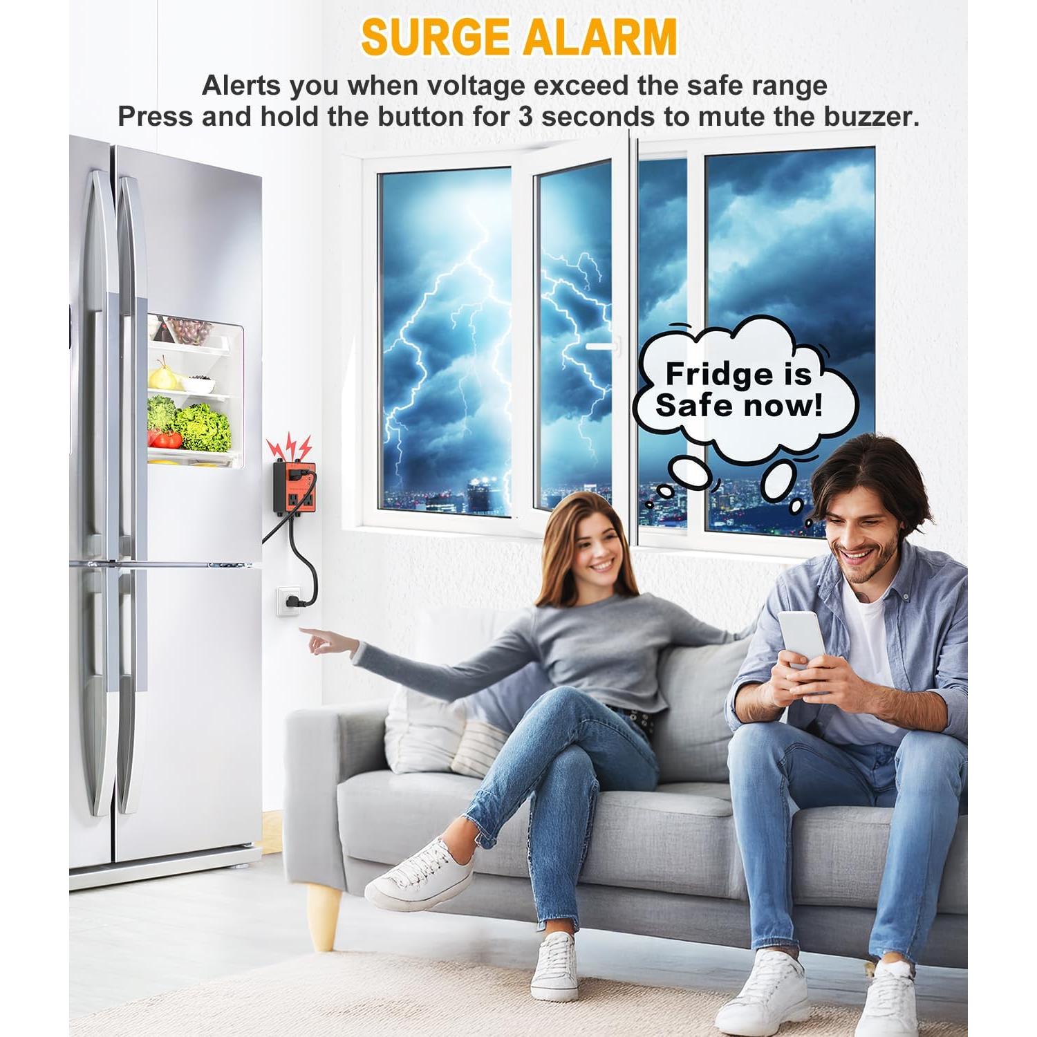 Protector de Sobretensión HAOYIKONG 3 Salidas 120V LED Alarma