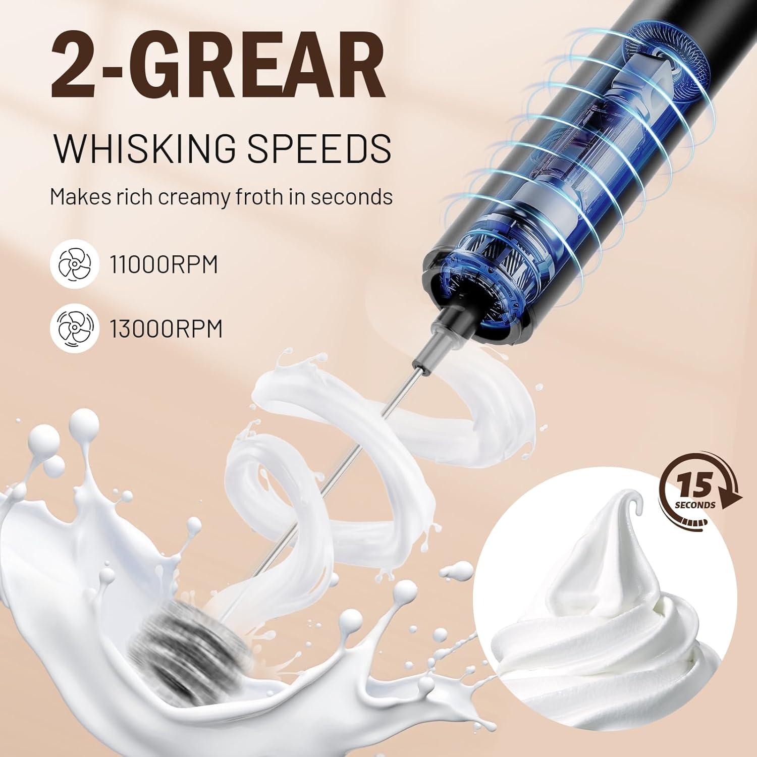 Varita Espumadora de Leche Shker 1501D Portátil Negra 2 Velocidades