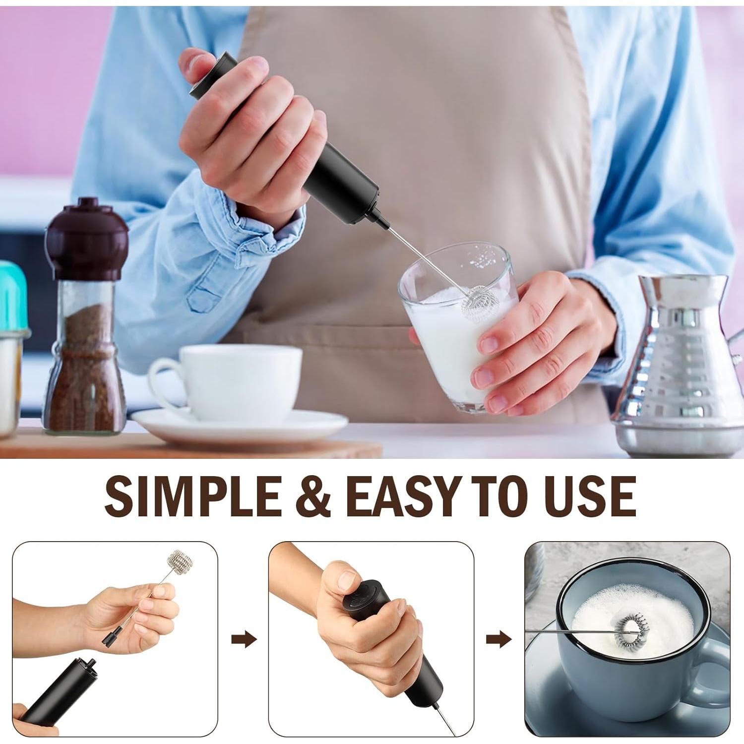 Varita Espumadora de Leche Shker 1501D Portátil Negra 2 Velocidades