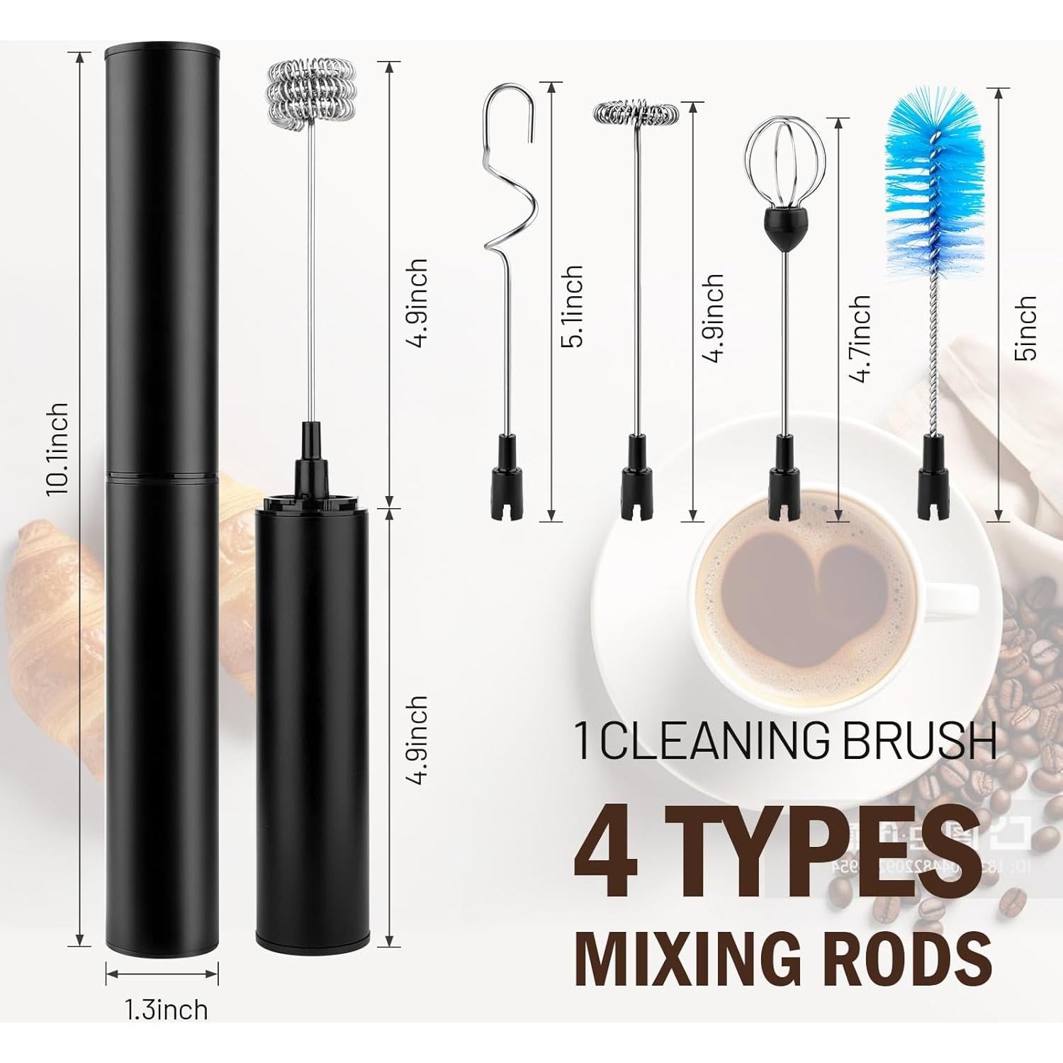 Varita Espumadora de Leche Shker 1501D Portátil Negra 2 Velocidades