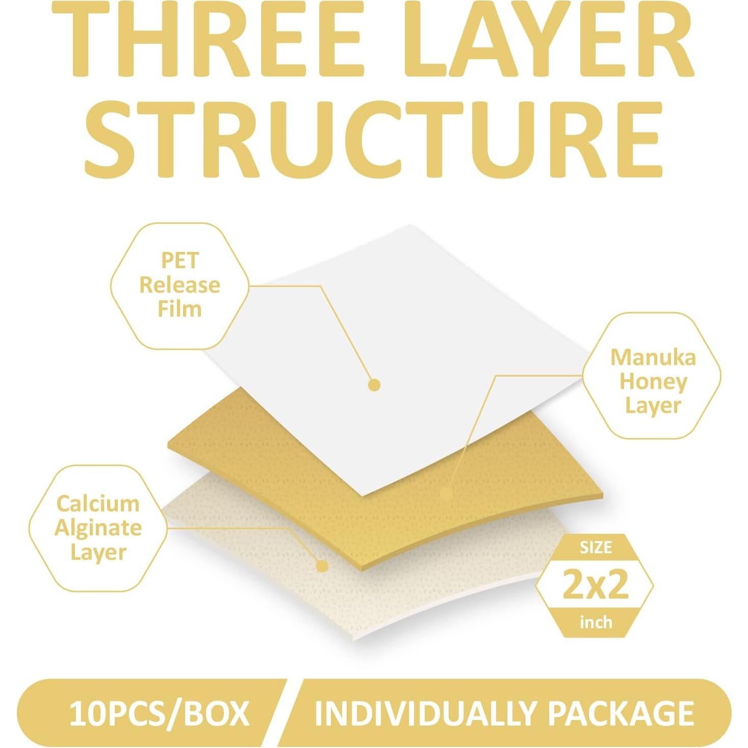 Venda de Algina de Calcio con Miel de Manuka 5x5 cm - 10 Pcs