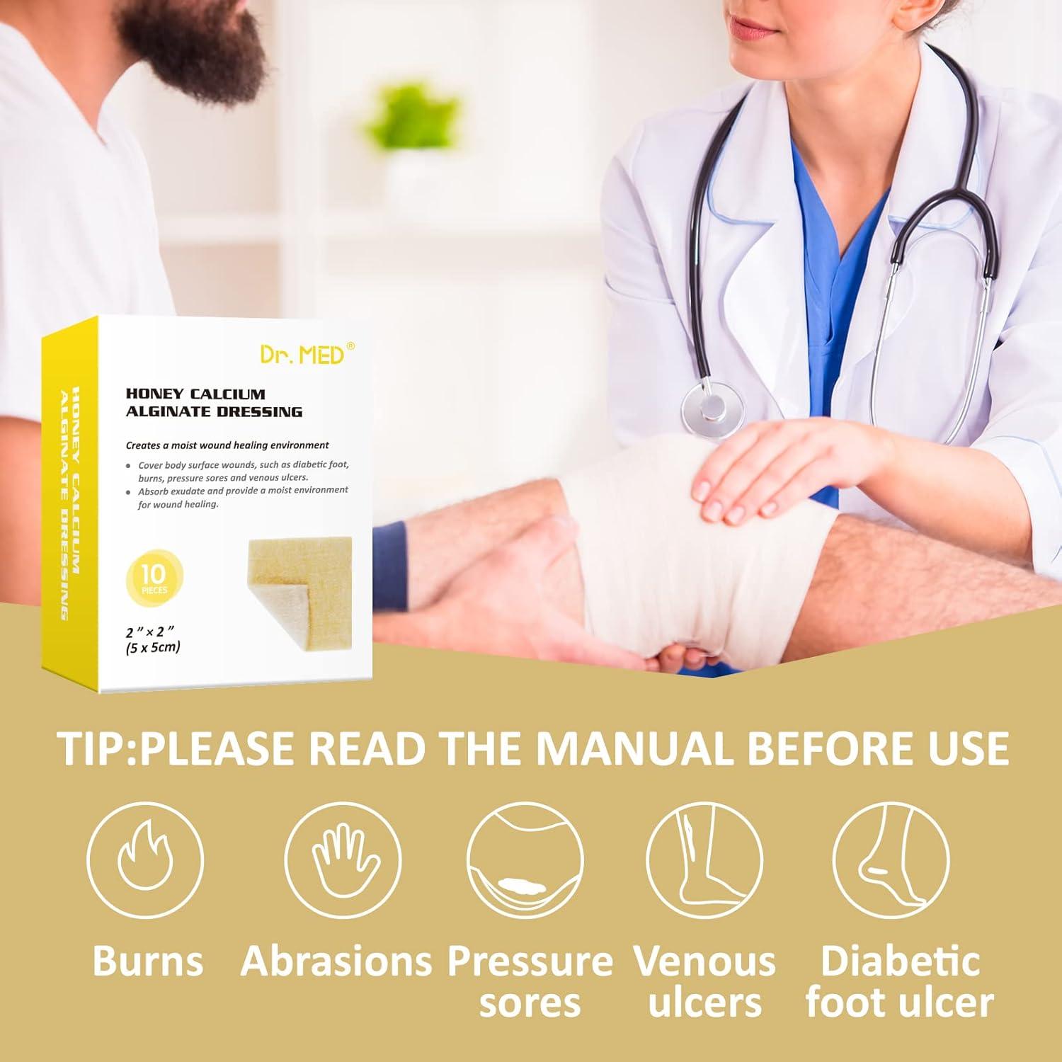 Venda de Algina de Calcio con Miel de Manuka 5x5 cm - 10 Pcs