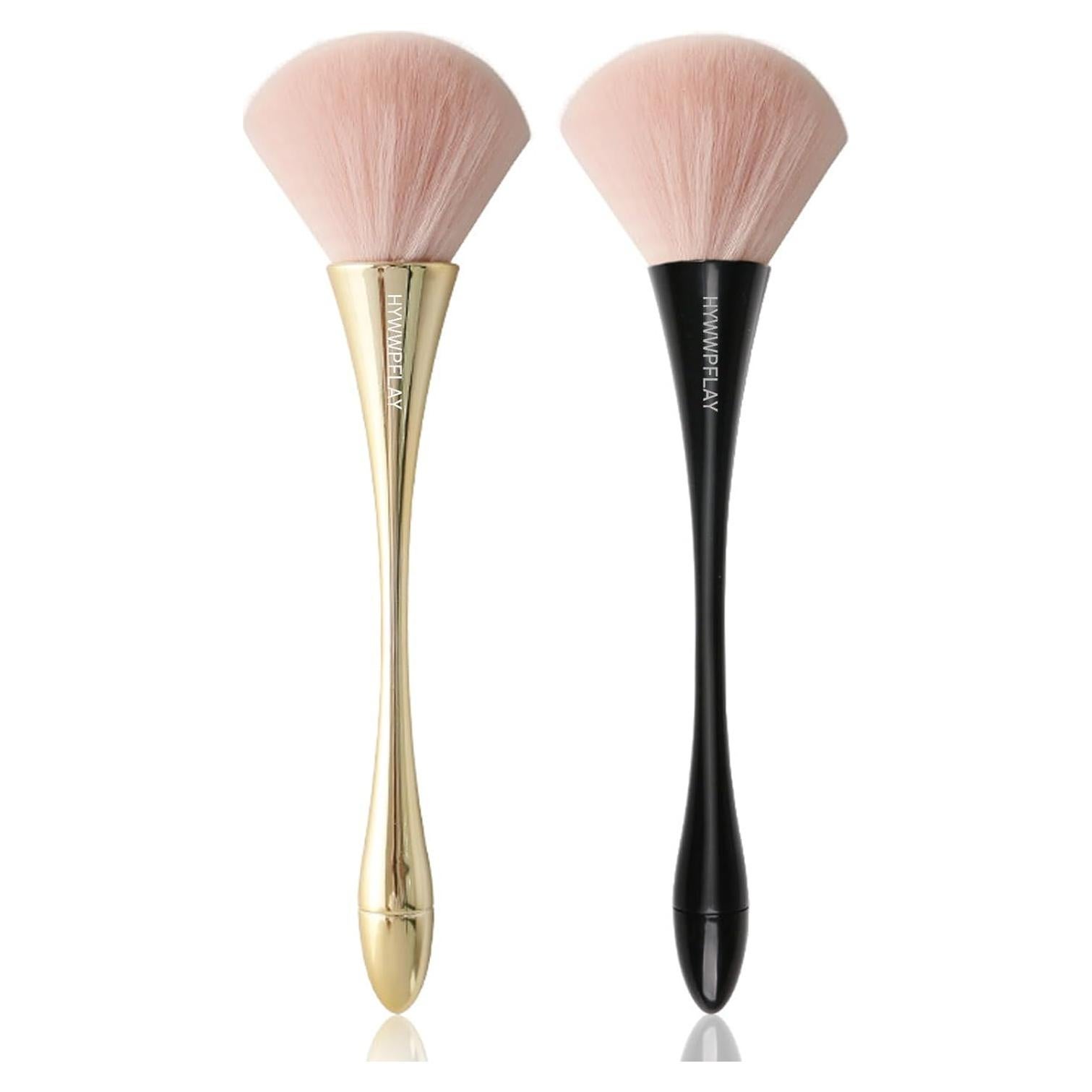 2 Piezas Cepillos de Polvo para Uñas HYWWPFLAY Oro y Negro