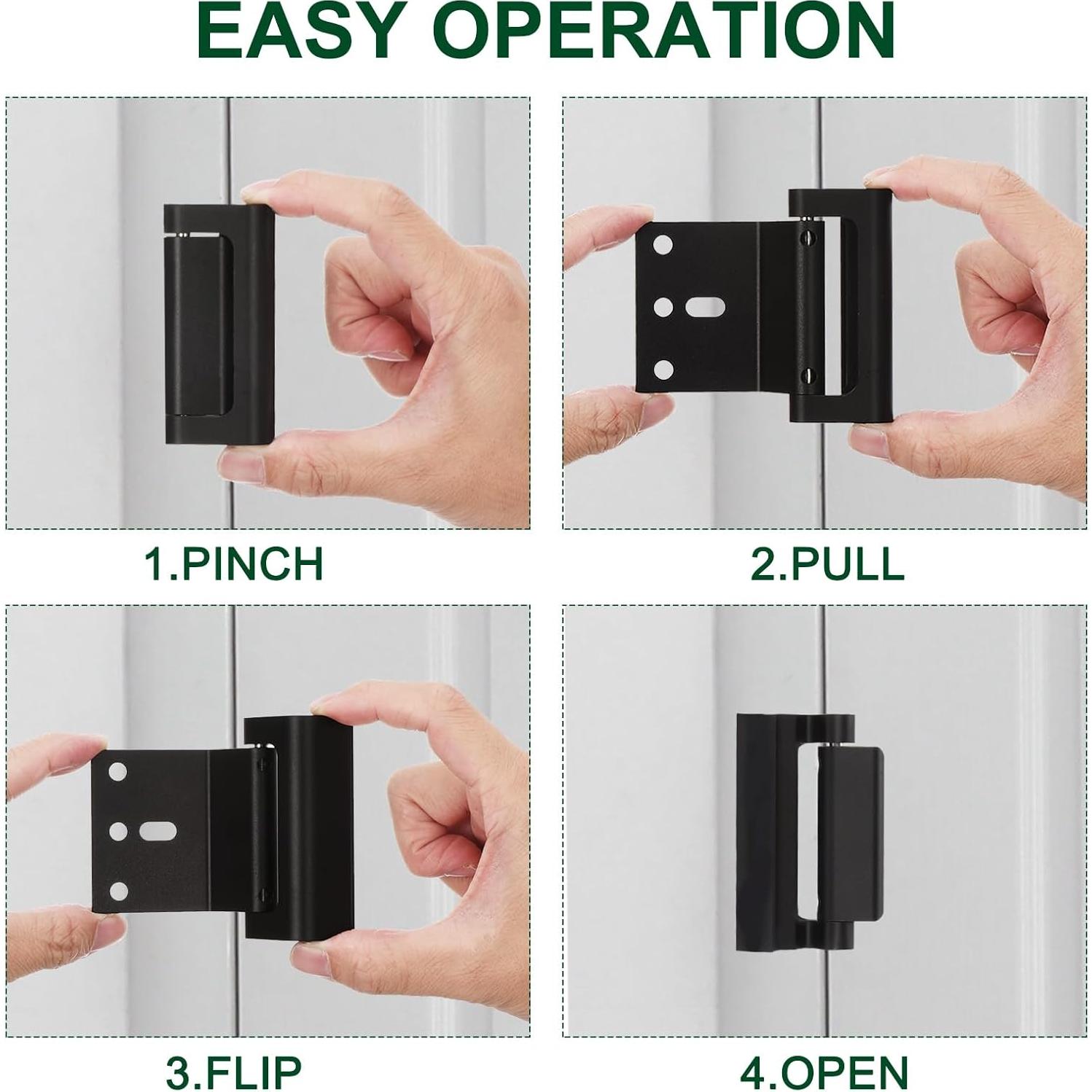 uxcell 4 Pack Home Security Door Lock, Door Reinforcement Lock 3 Inch Stop Withstand 800lbs, Front Door Kick in Security Protector for Inward Swinging Door, Black