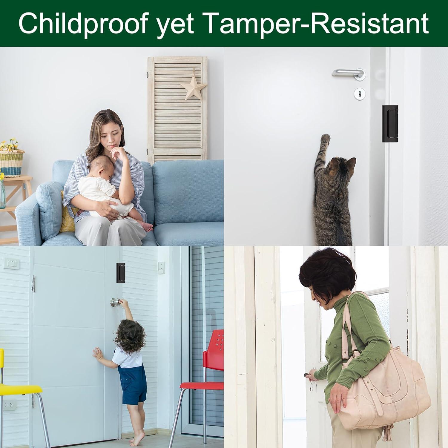 uxcell 4 Pack Home Security Door Lock, Door Reinforcement Lock 3 Inch Stop Withstand 800lbs, Front Door Kick in Security Protector for Inward Swinging Door, Black