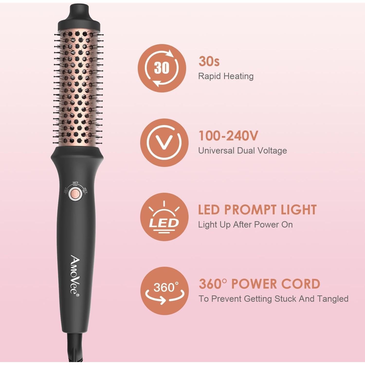 Plancha Rizada AmoVee 1.25" Doble PTC 3 Temperaturas