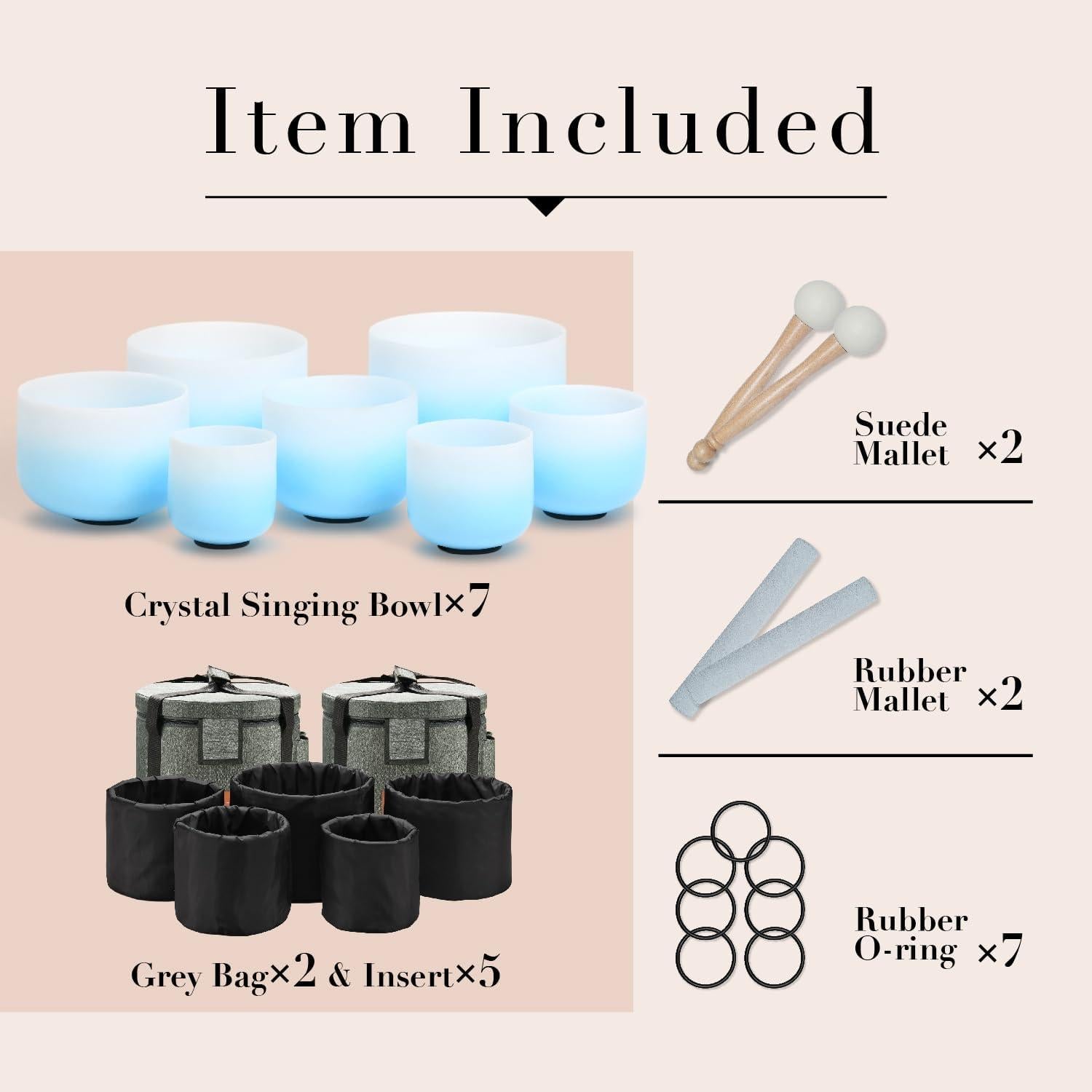 Set 7 Cuencos de Cuarzo 432HZ Azul 6-12 Pulgadas