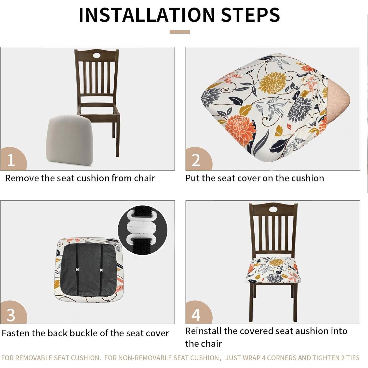 Fundas de Silla Gute, Estiradas con Correas, 2 Piezas Flor