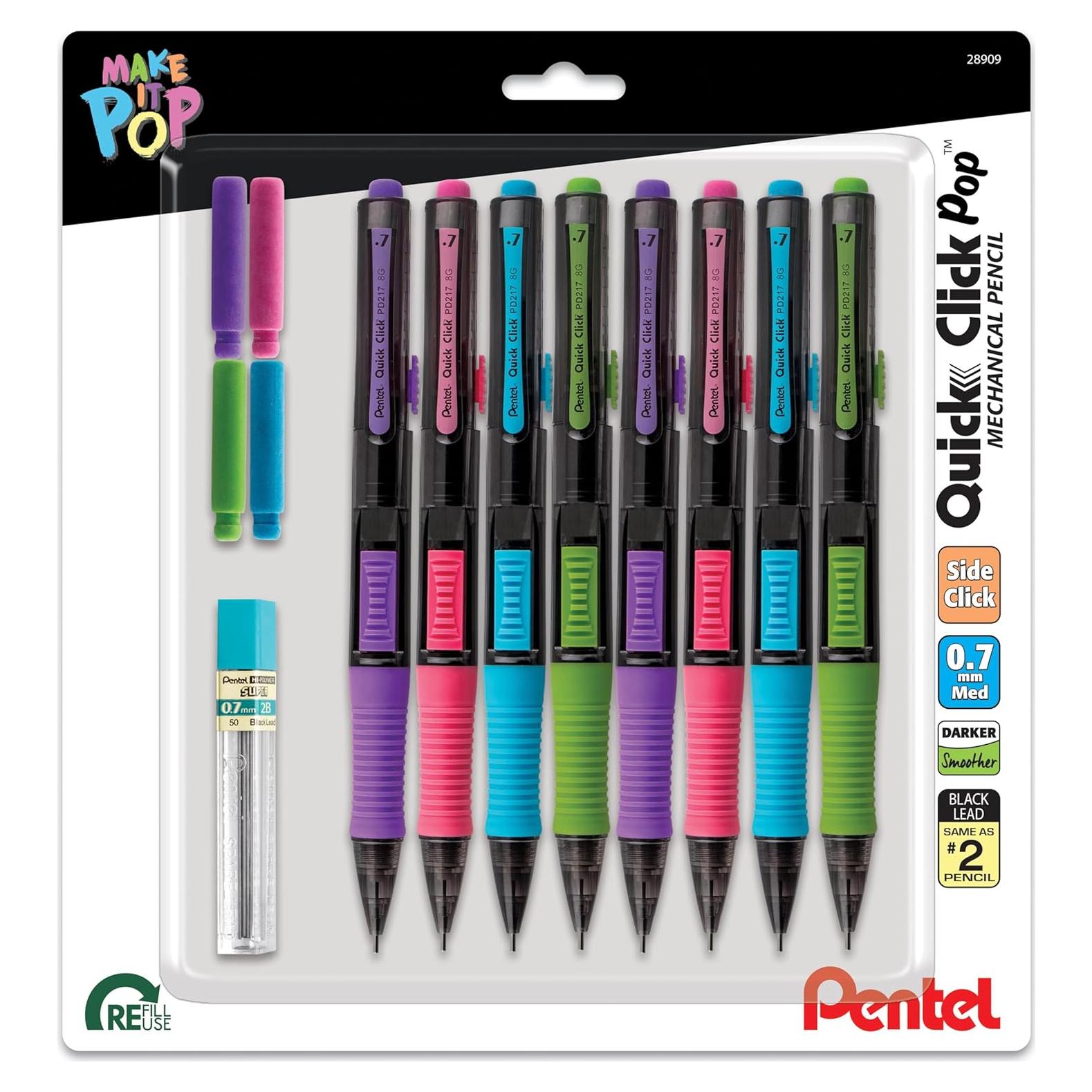 Lápiz Mecánico Pentel Quick Click POP 0.7mm Paquete de 8