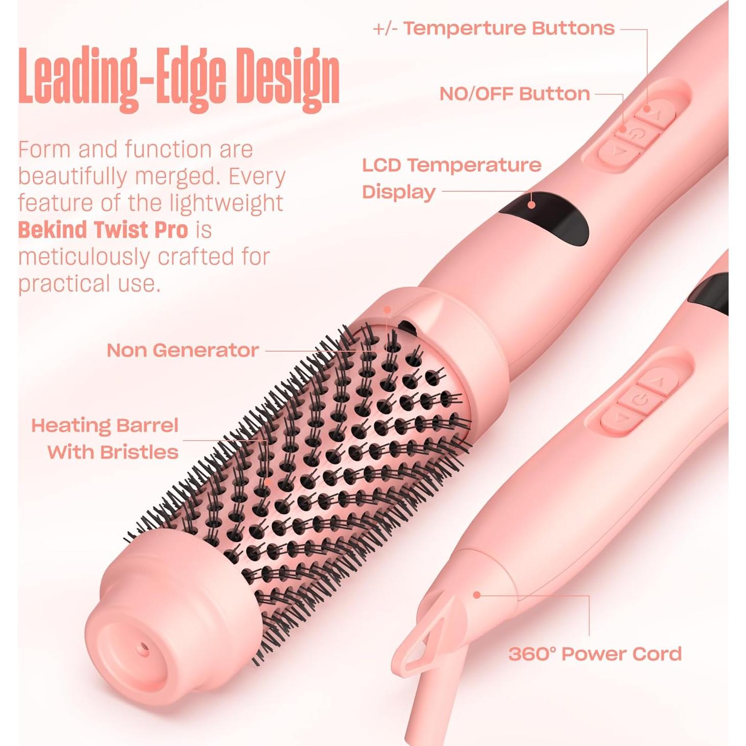 Cepillo Térmico Bekind Twist Pro 33.99cm Durazno 2 en 1