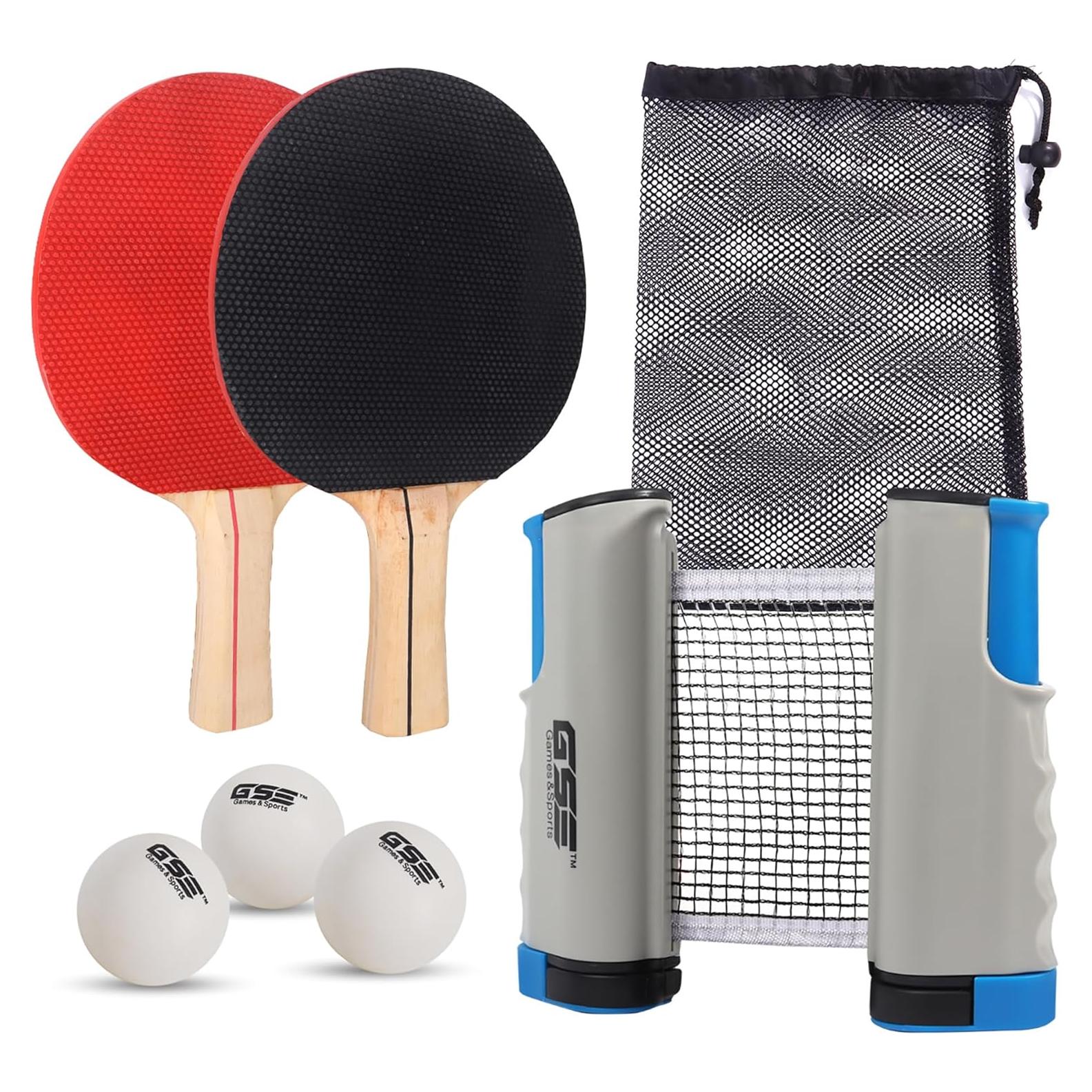 Conjunto de Tenis de Mesa GSE Ajustable con Red y Palas