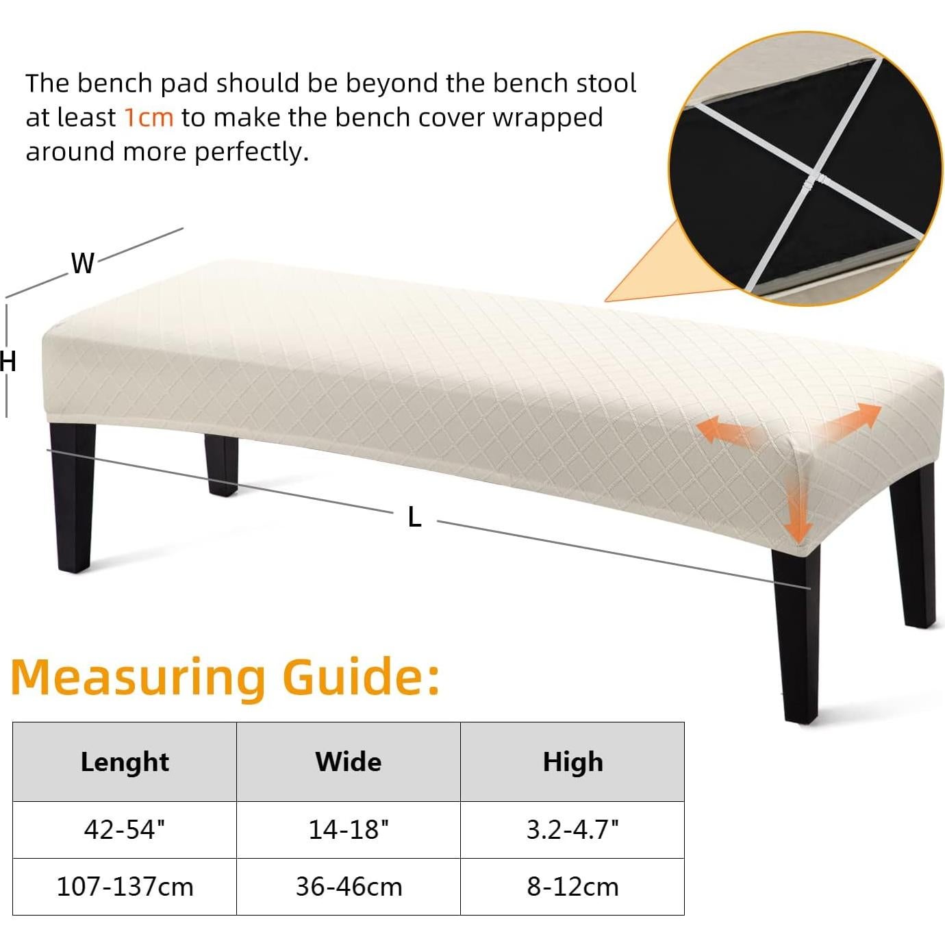 Cubierta de Banco de Comedor YISUN Beige Rectangular