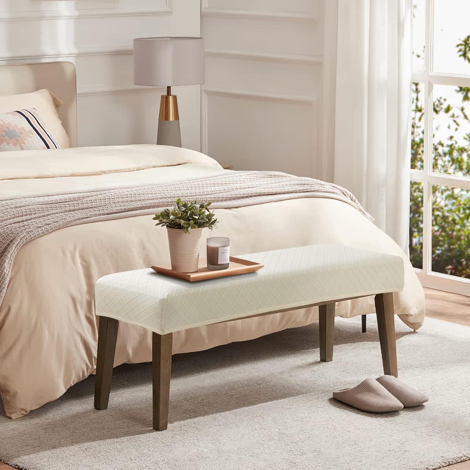 Cubierta de Banco de Comedor YISUN Beige Rectangular