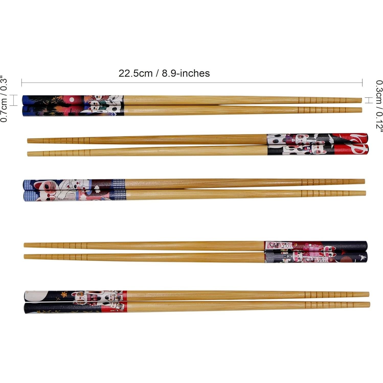 Juego de Palillos de Bambú Exzact - 5 Pares Gato de la Fortuna