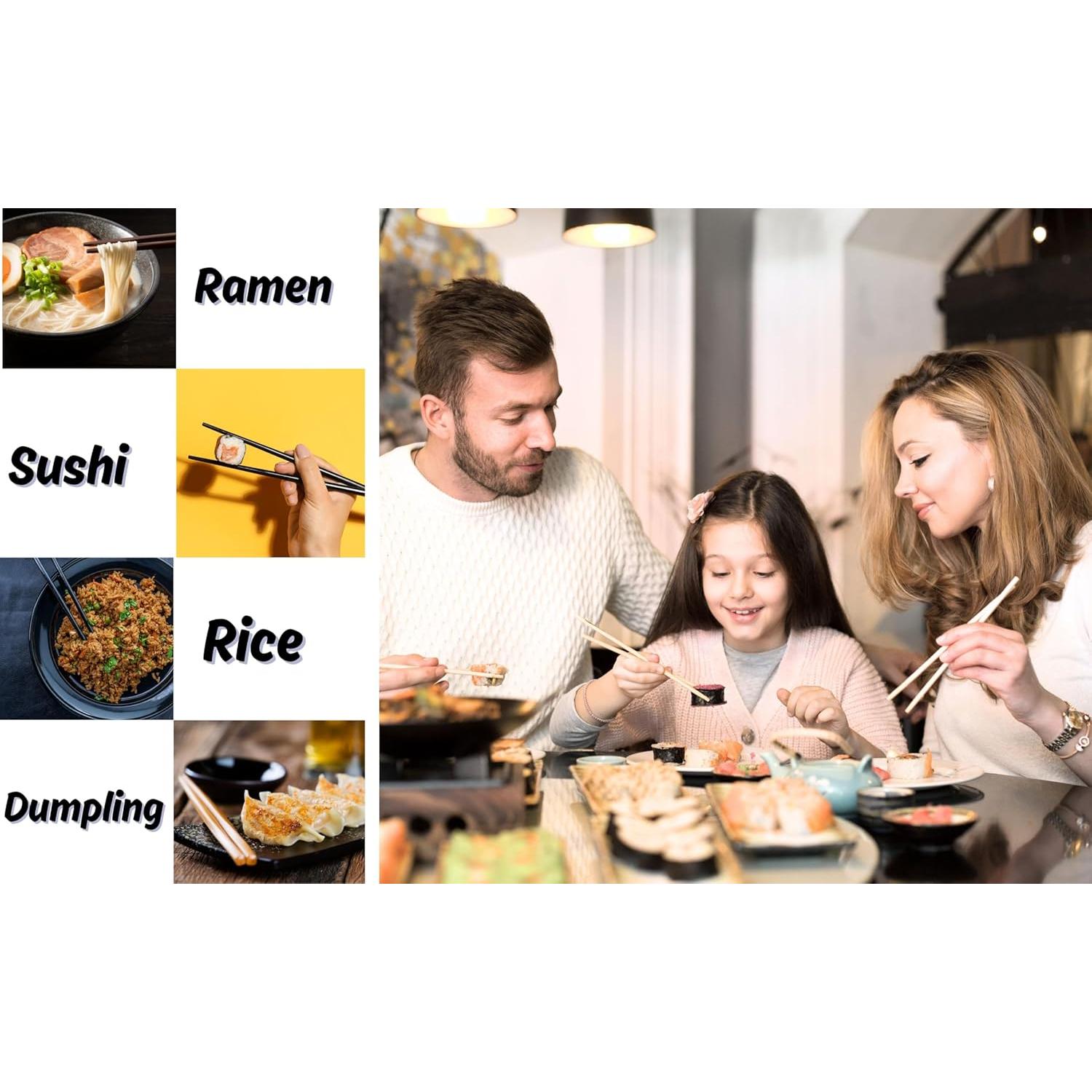 Juego de Palillos de Bambú Exzact - 5 Pares Gato de la Fortuna