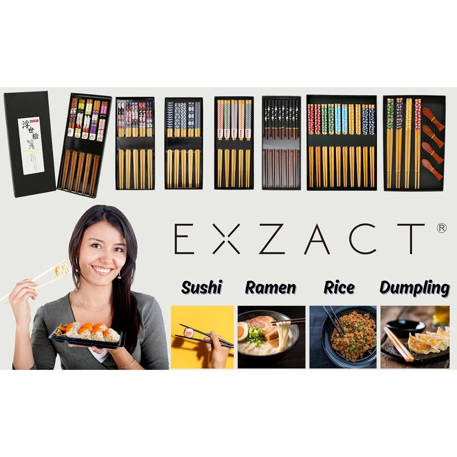 Juego de Palillos de Bambú Exzact - 5 Pares Gato de la Fortuna