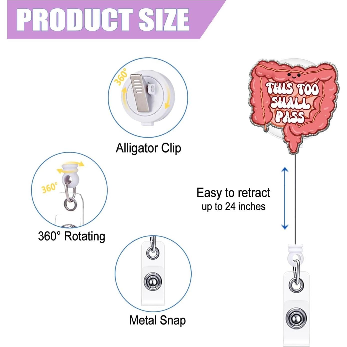 Funda de Insignia Retráctil Tian Zhun 60 cm Clip Cocodrilo