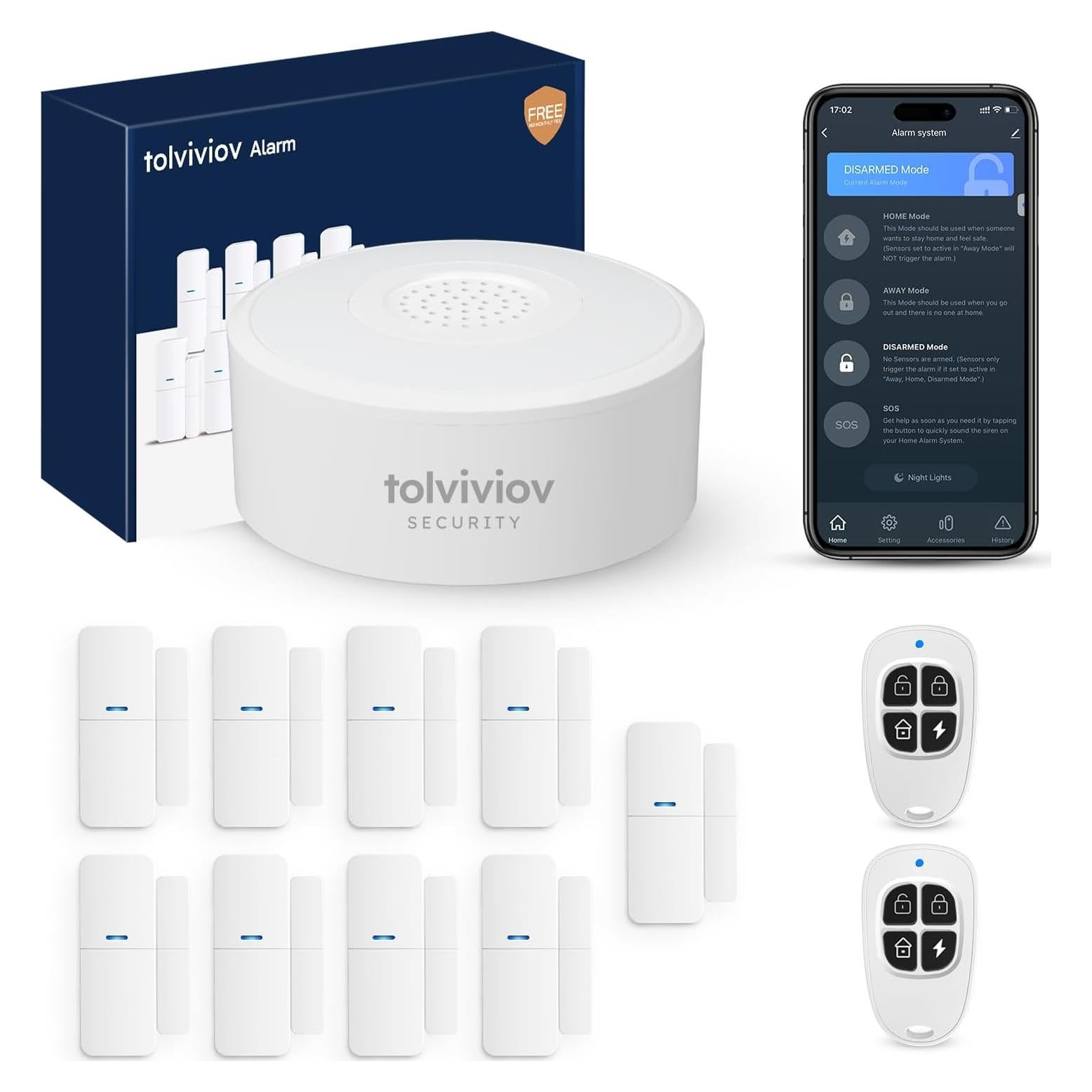 Sistema de Alarma Inteligente tolviviov 12 Piezas DIY Sin Cuota