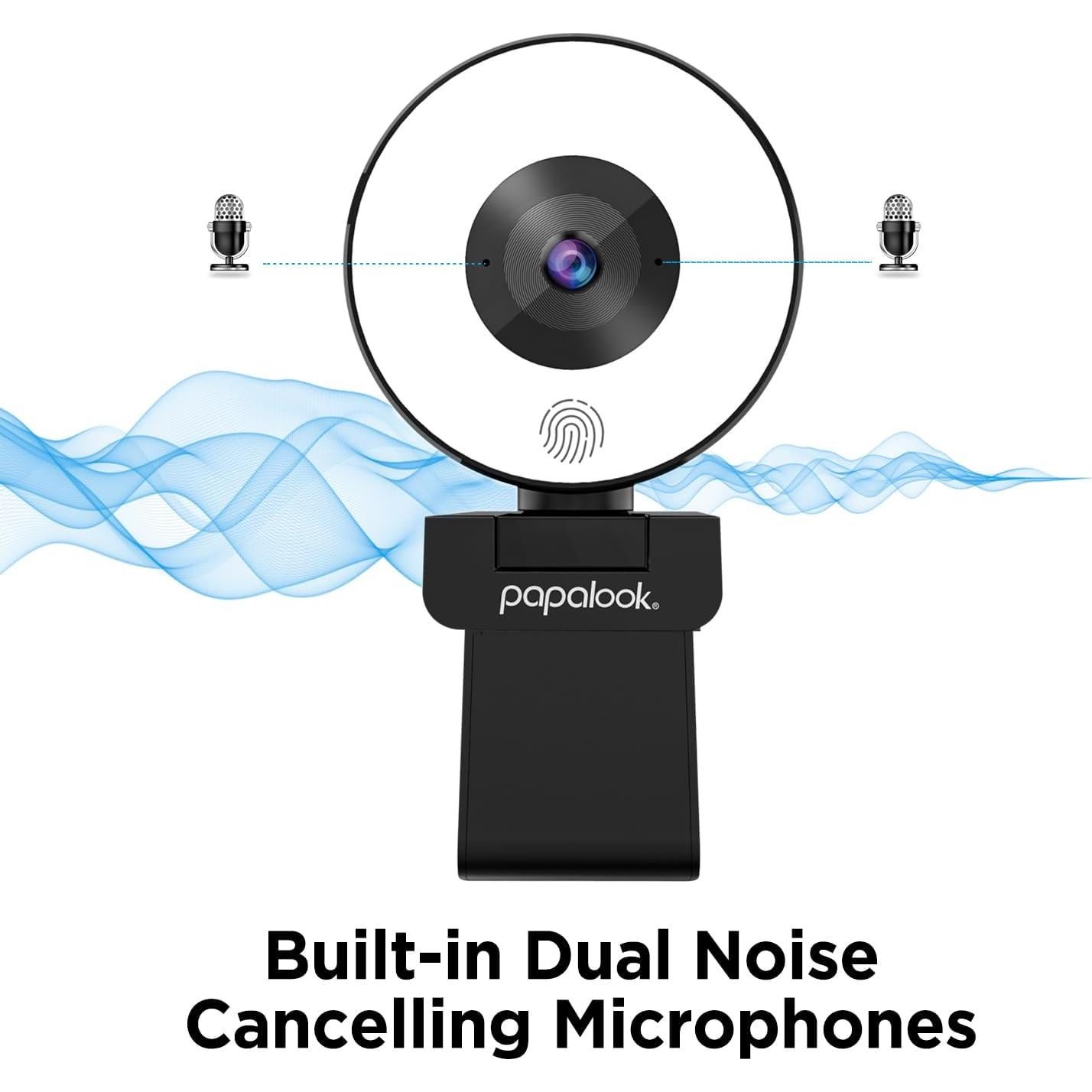 papalook 2K Webcam with Light and Privacy Cover, PA552 Full HD Streaming Web Camera with Dual Microphones, Plug and Play USB Computer Webcam for PC Laptop Desktop, Mac Zoom Skype Teams